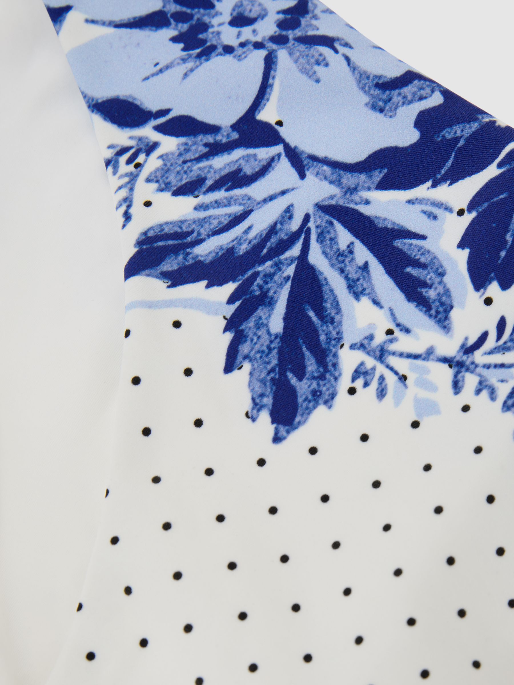 Tipped Shirred Bikini Bottoms in Floral Blue/Ivory - image 3