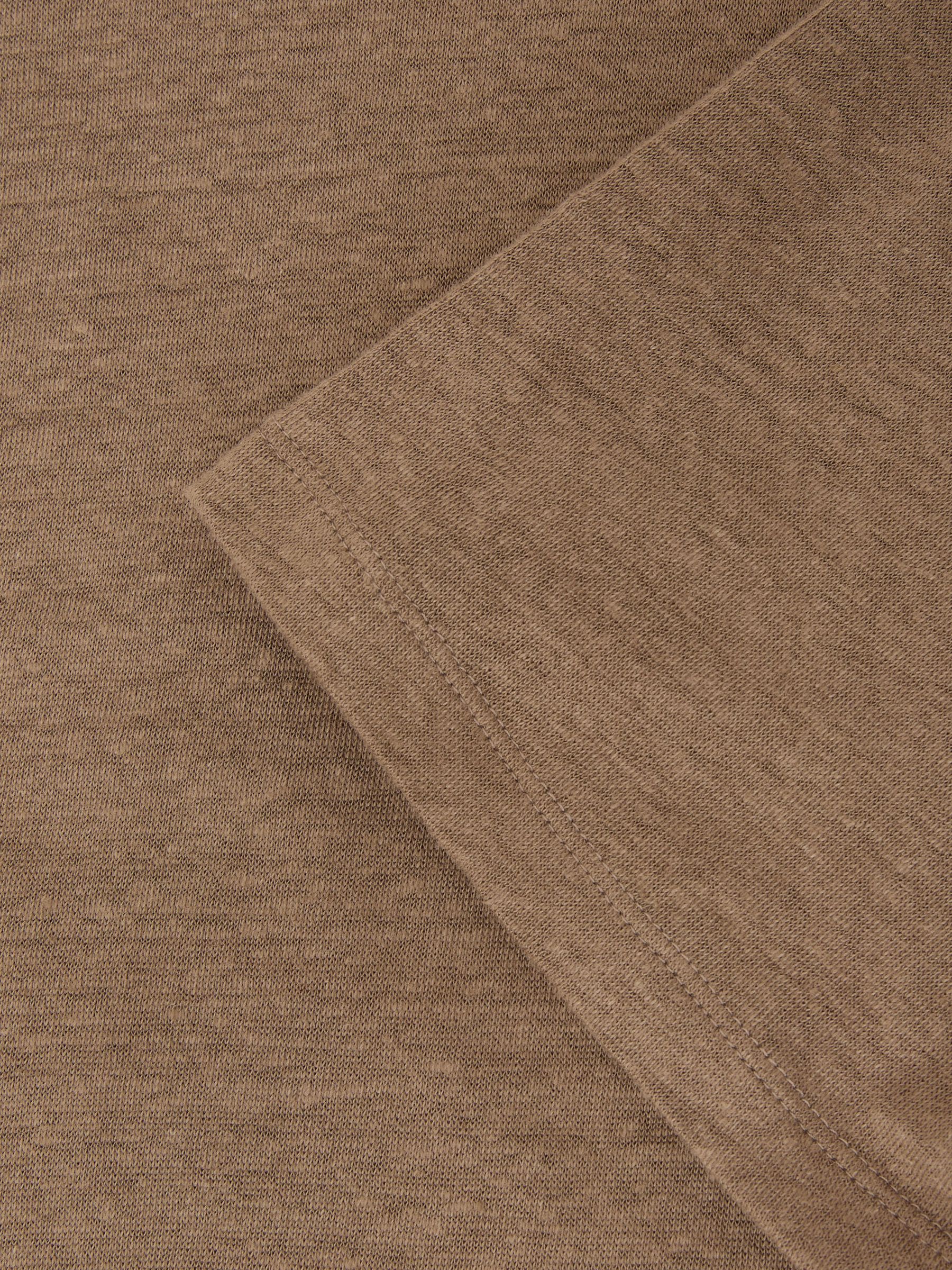 Linen Relaxed-Fit Crew-Neck T-Shirt in Brown - Image 7 of 7