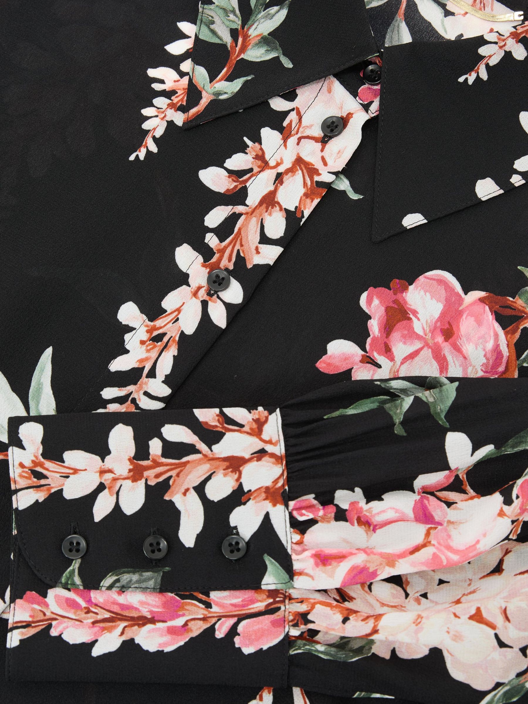 Atelier Silk-Chiffon Floral-Print Black Shirt in Black - image 4