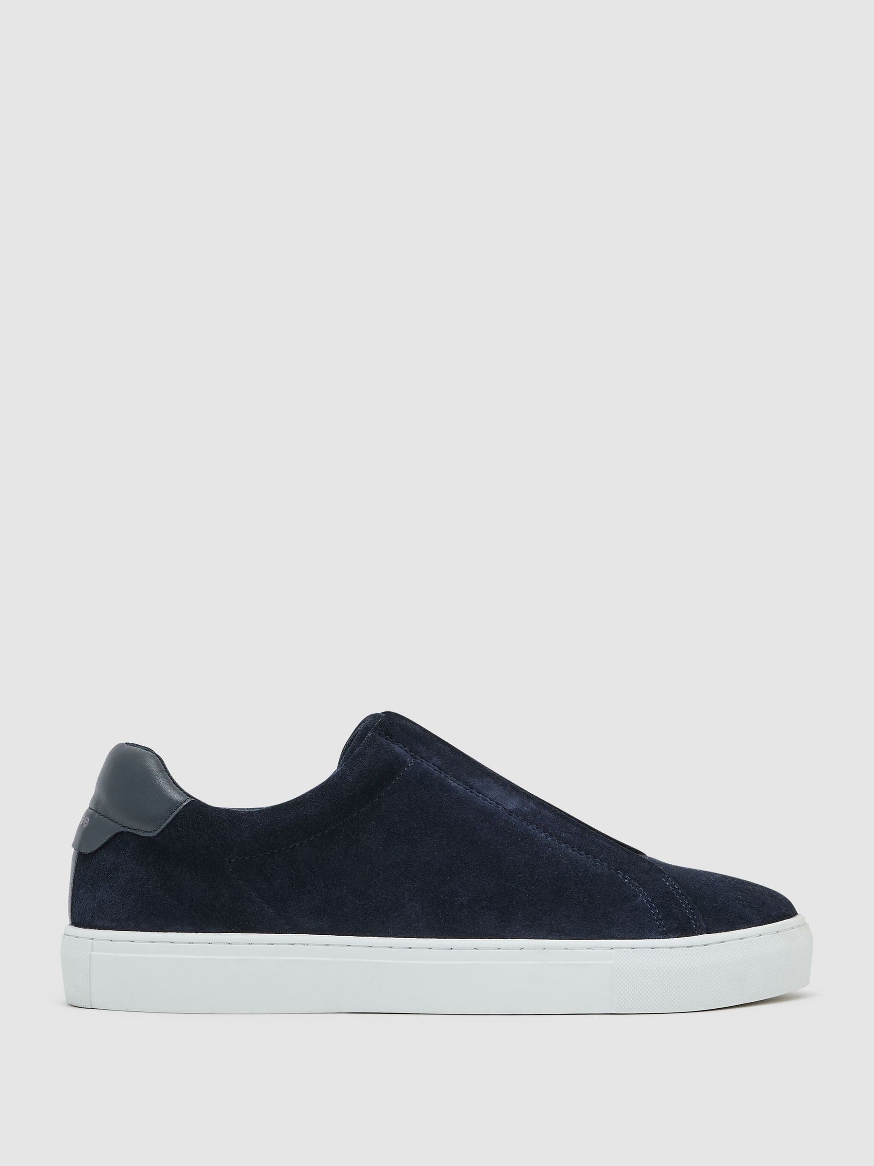 Suede Slip-On Elasticated Trainers in Dark Navy - Image 2 of 4