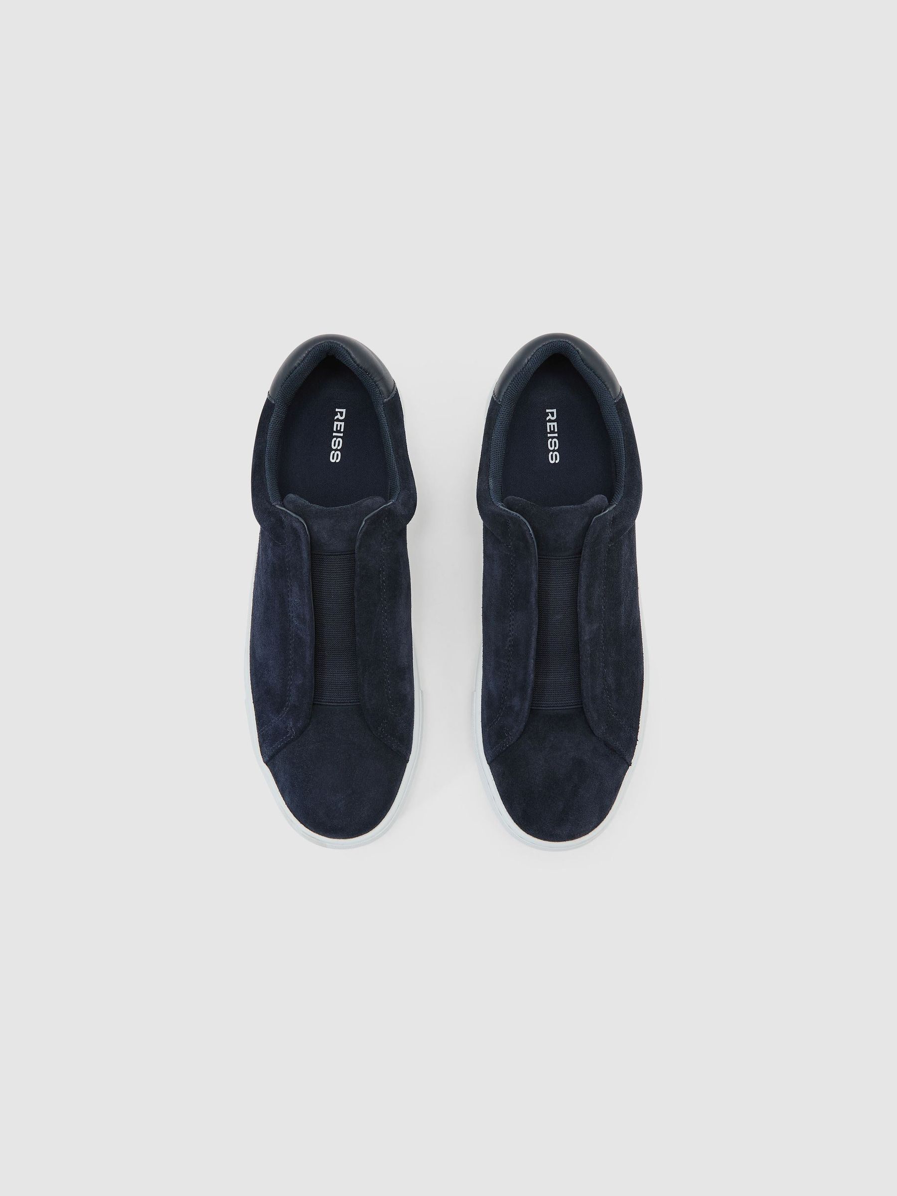Suede Slip-On Elasticated Trainers in Dark Navy - Image 3 of 4