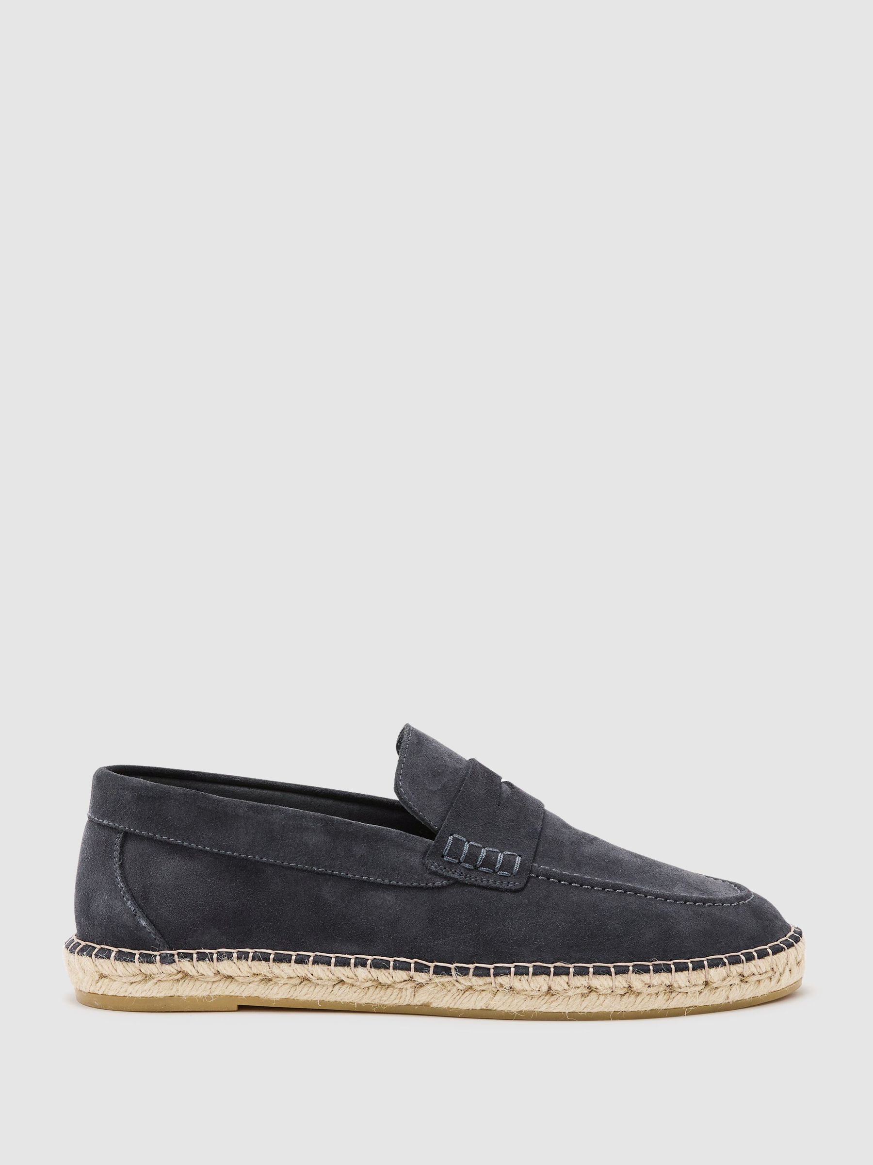 Suede Penny Loafer Espadrilles in Airforce Blue - Image 2 of 5