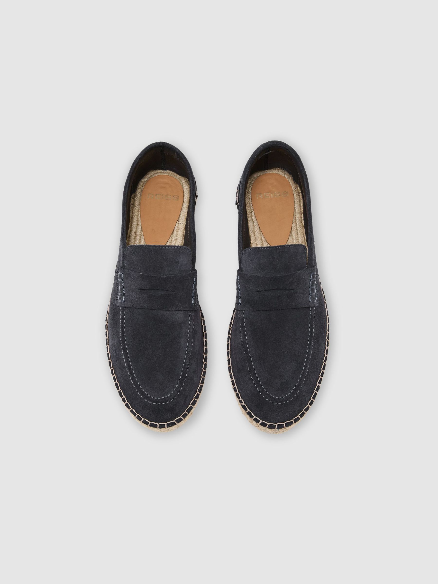 Suede Penny Loafer Espadrilles in Airforce Blue - Image 3 of 5
