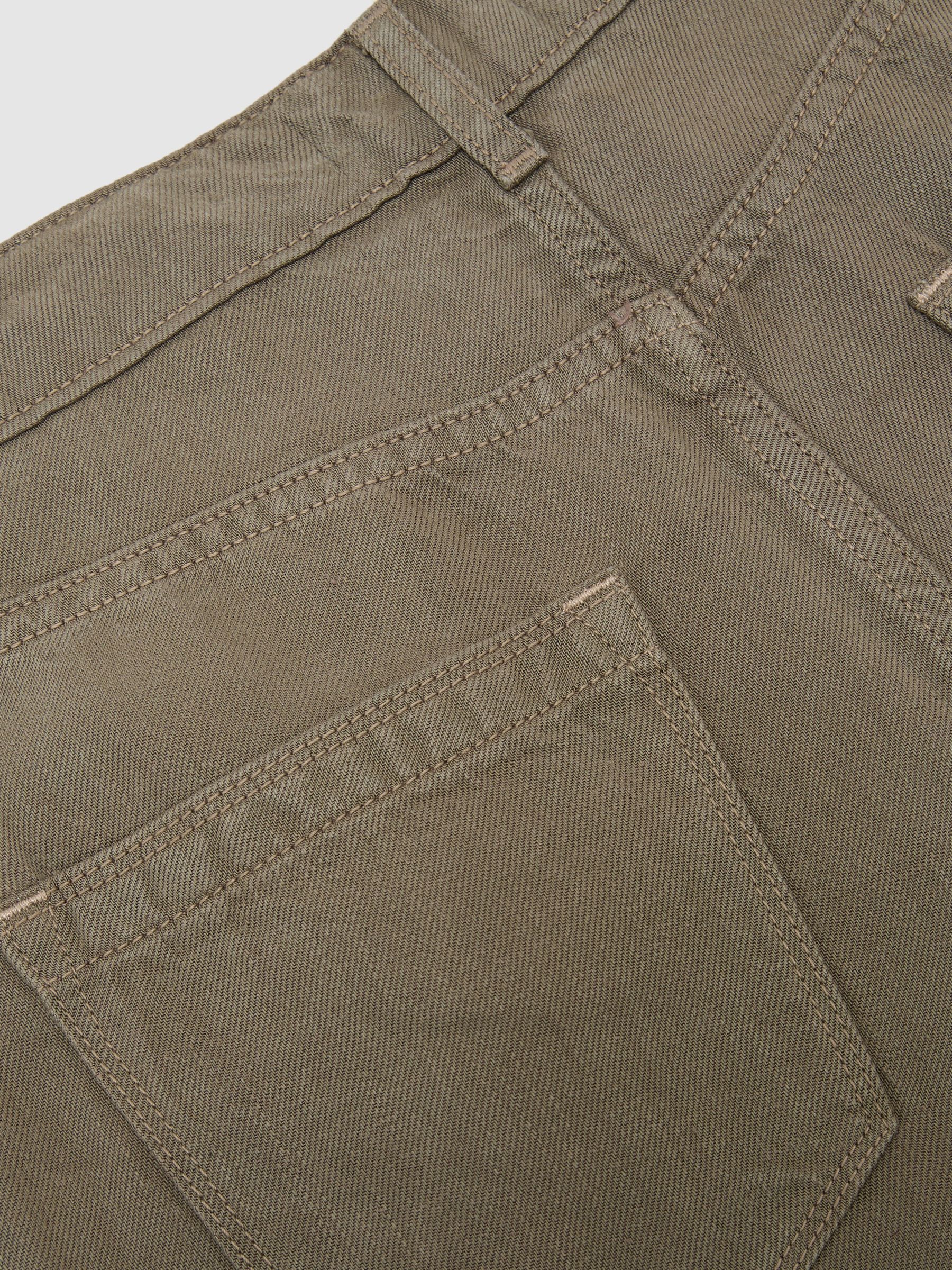 Petite Lyocell-Linen Wide-Leg Trousers in Khaki Green - Image 5 of 6
