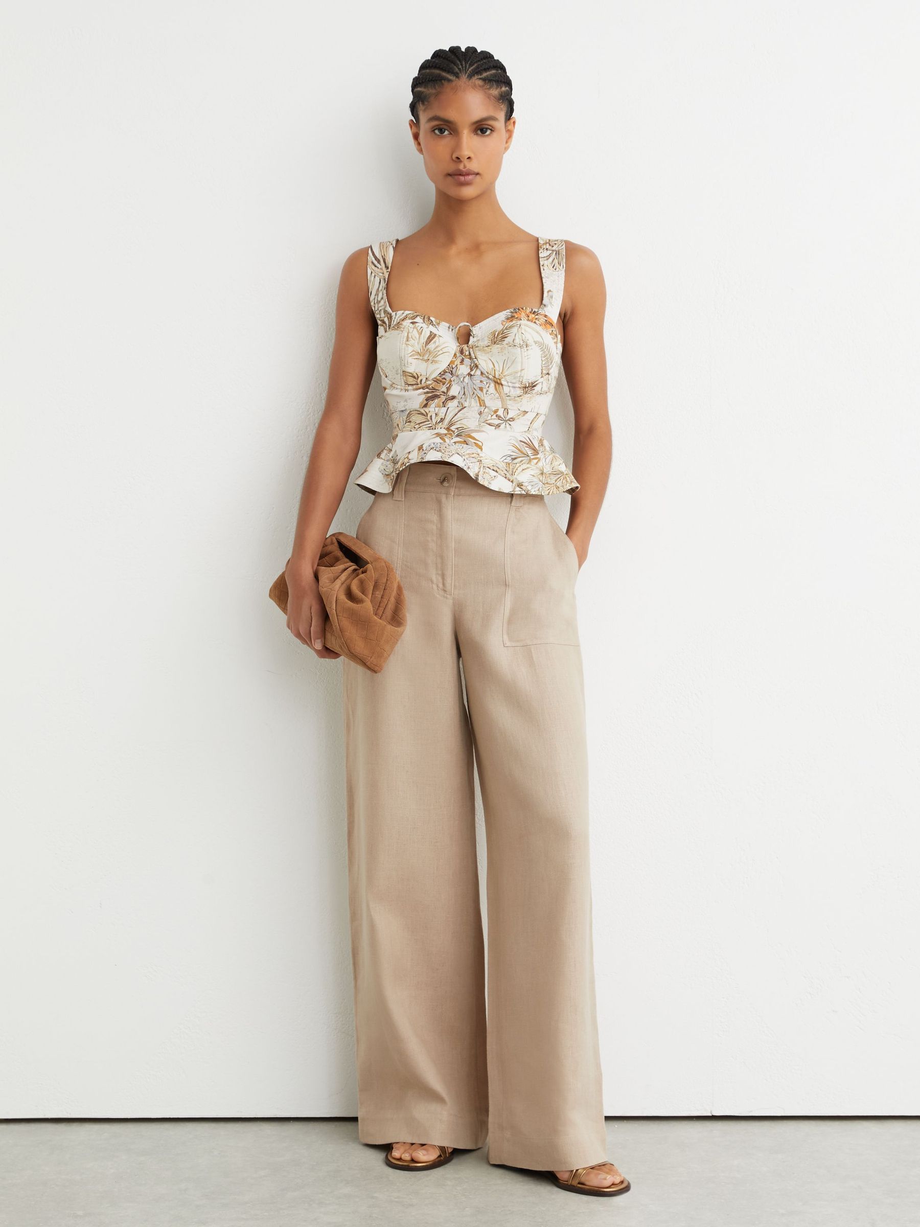 Cotton Safari Print Bustier Top in Neutral - image 3