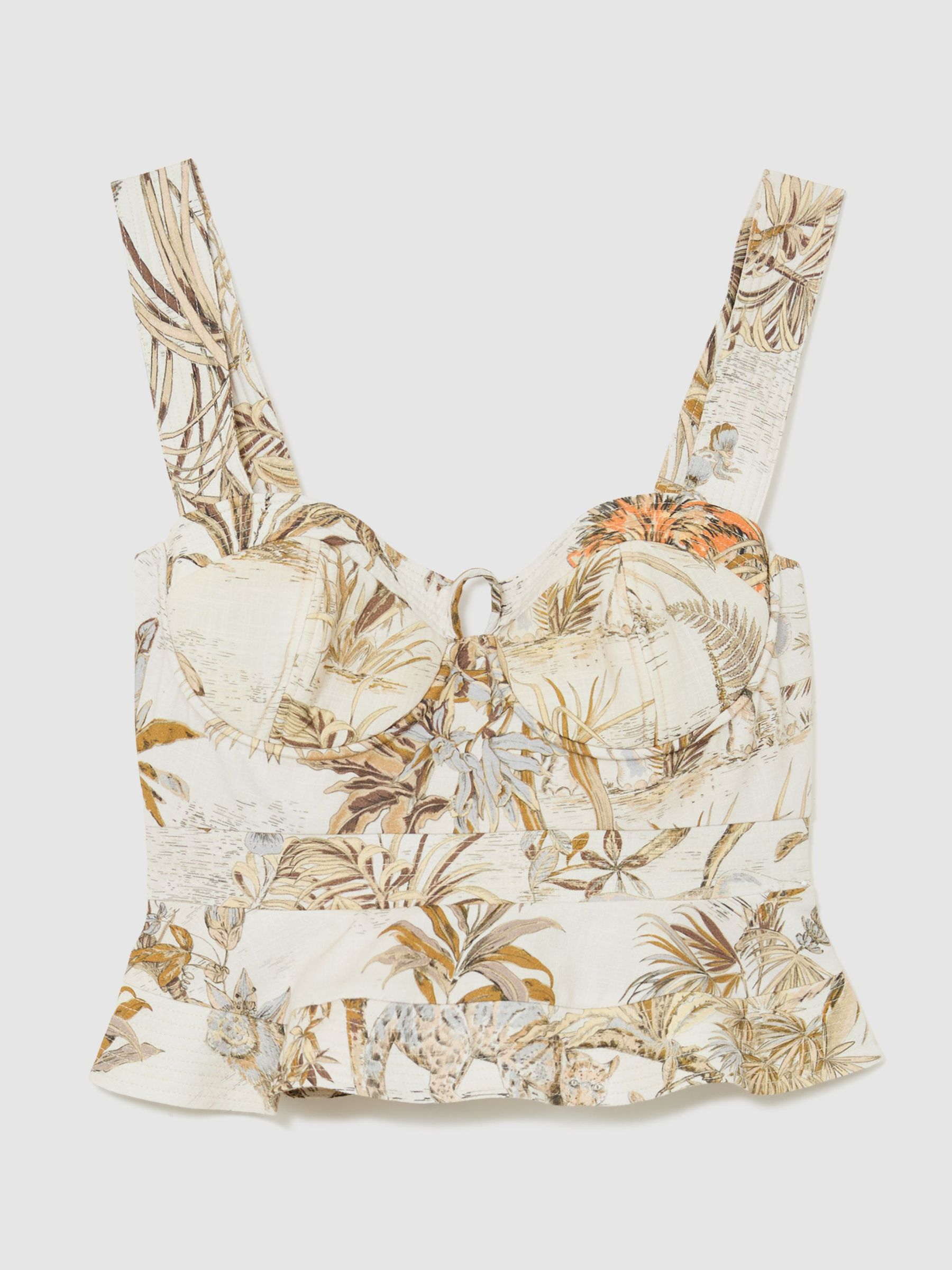 Cotton Safari Print Bustier Top in Neutral - Image 2 of 8