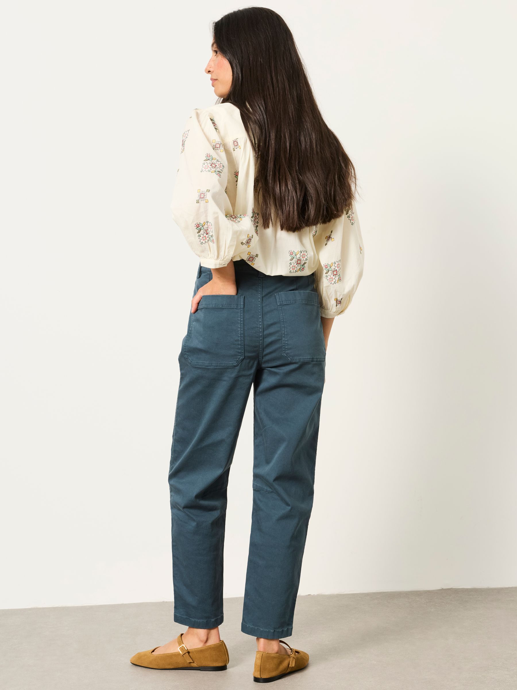 Bella Teal Blue Petite Chino Tapered Trousers - Image 2 of 6