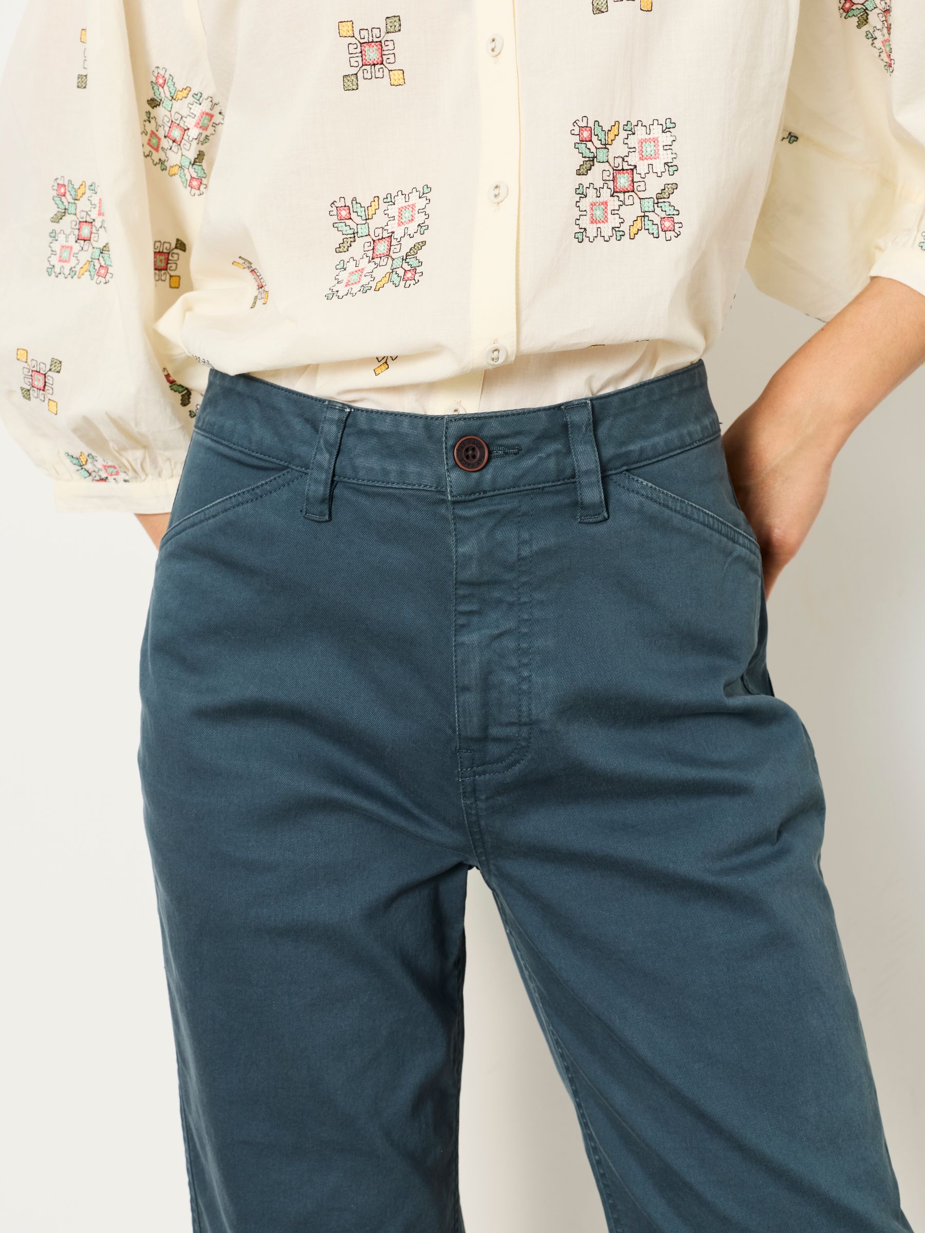 Bella Teal Blue Petite Chino Tapered Trousers - Image 4 of 6