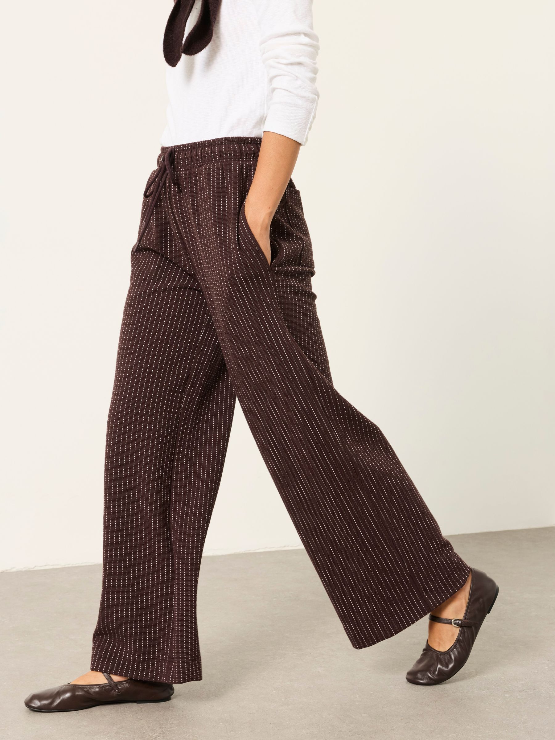 Jenny Brown Petite Jersey Stripe Trousers - Image 1 of 6 Jenny Brown Petite Jersey Stripe Trousers - Image 1 of 6