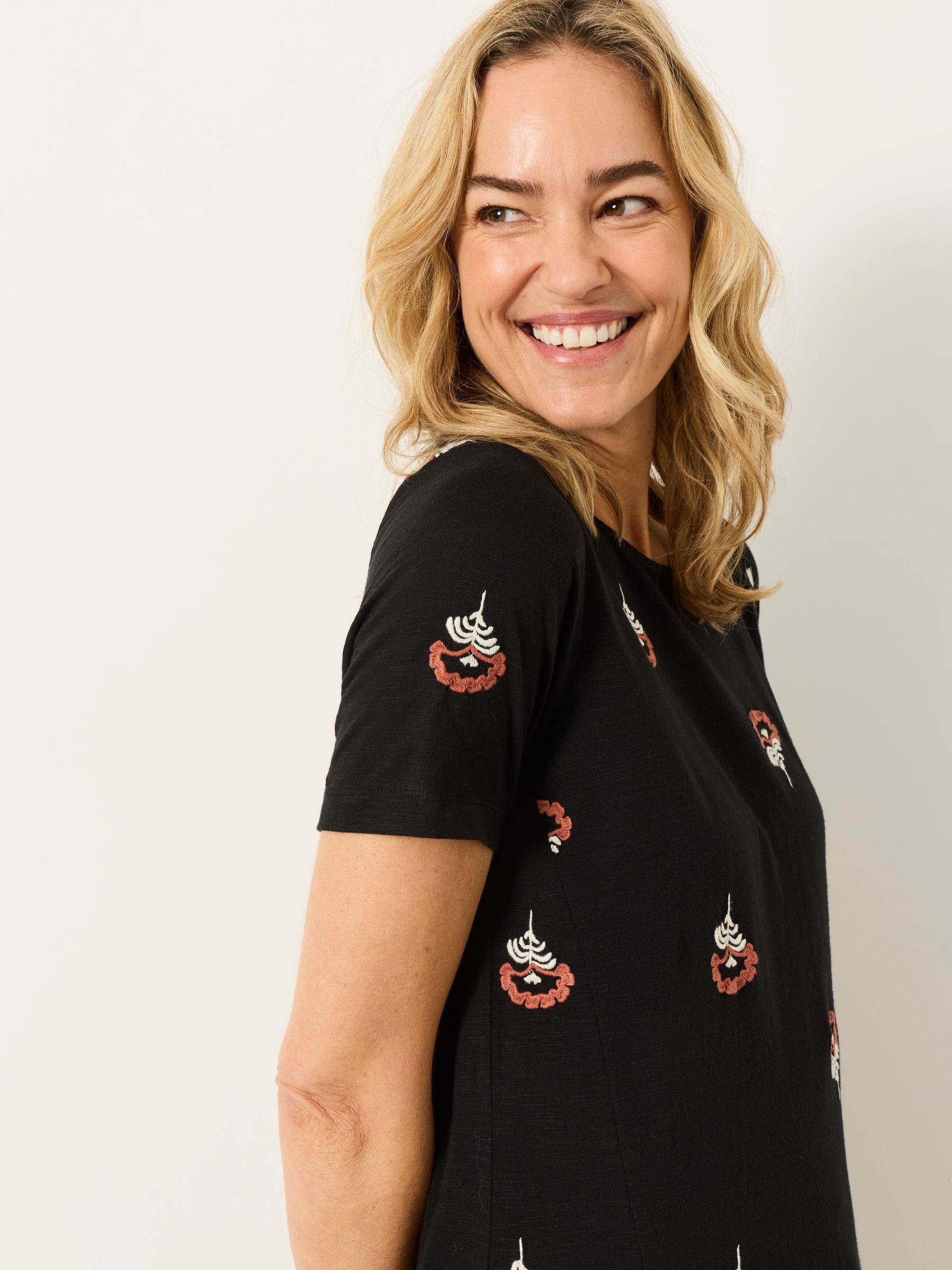 Simone Embroidered Black Petite Jersey Dress - Image 2 of 6
