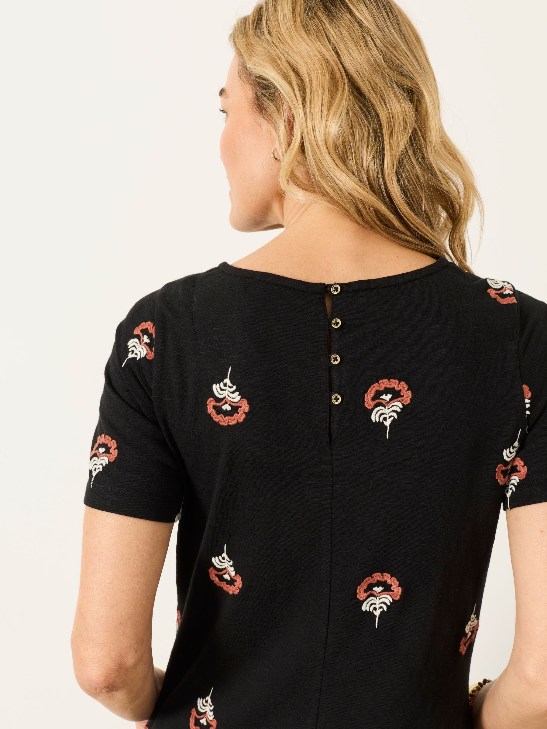 Simone Embroidered Black Petite Jersey Dress - Image 4 of 6
