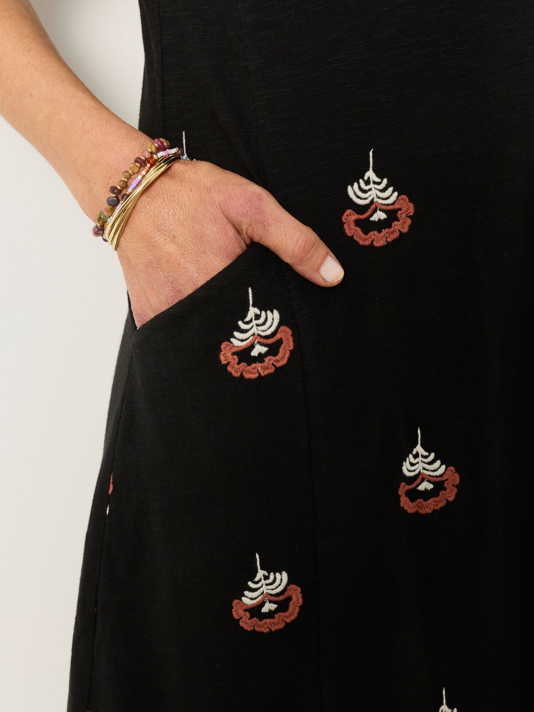 Simone Embroidered Black Petite Jersey Dress - Image 6 of 6