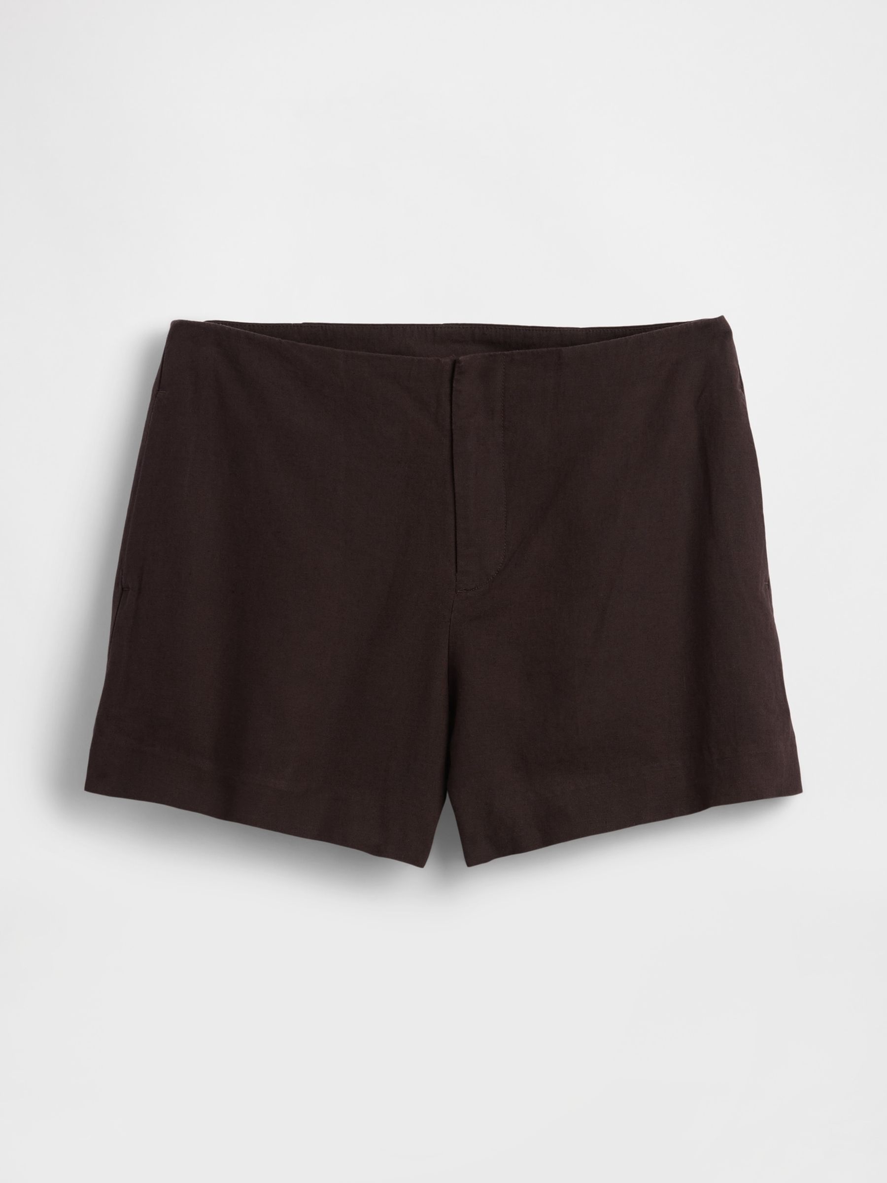 Brown 4inch Mid Rise Linen-Blend Shorts - Image 1 of 1