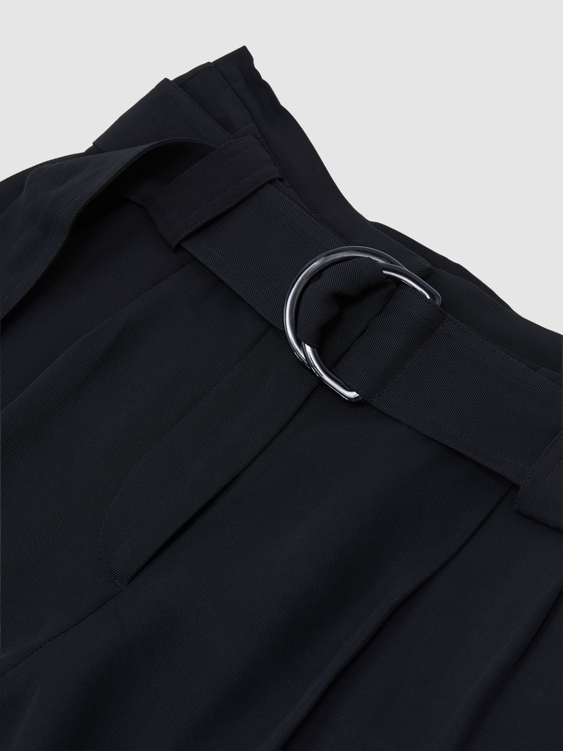 Twill Belted Relaxed Shorts in Navy - Image 7 of 7