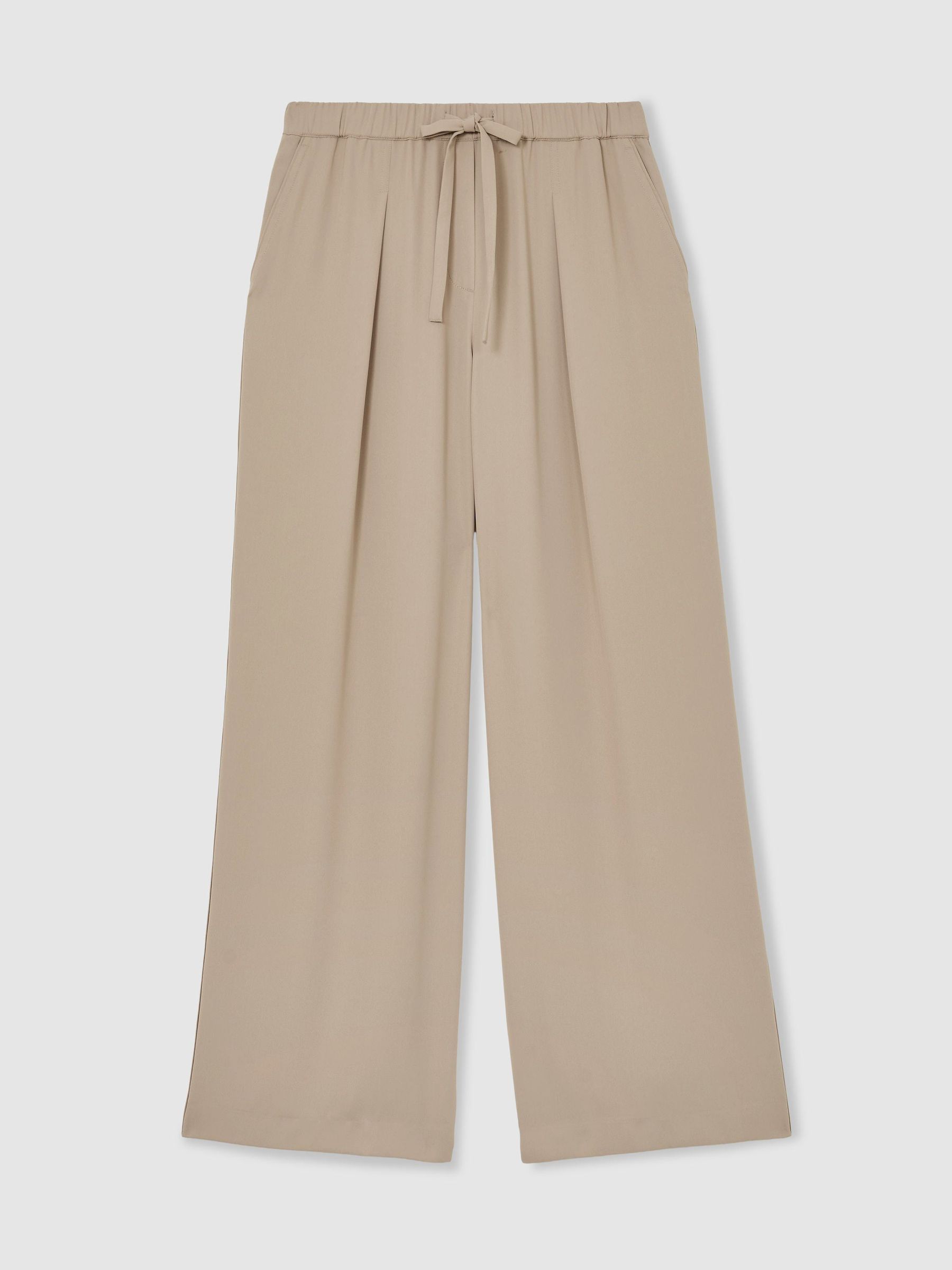 Petite Drawstring Wide-Leg Trousers in Neutral - Image 2 of 8 Petite Drawstring Wide-Leg Trousers in Neutral - Image 2 of 8