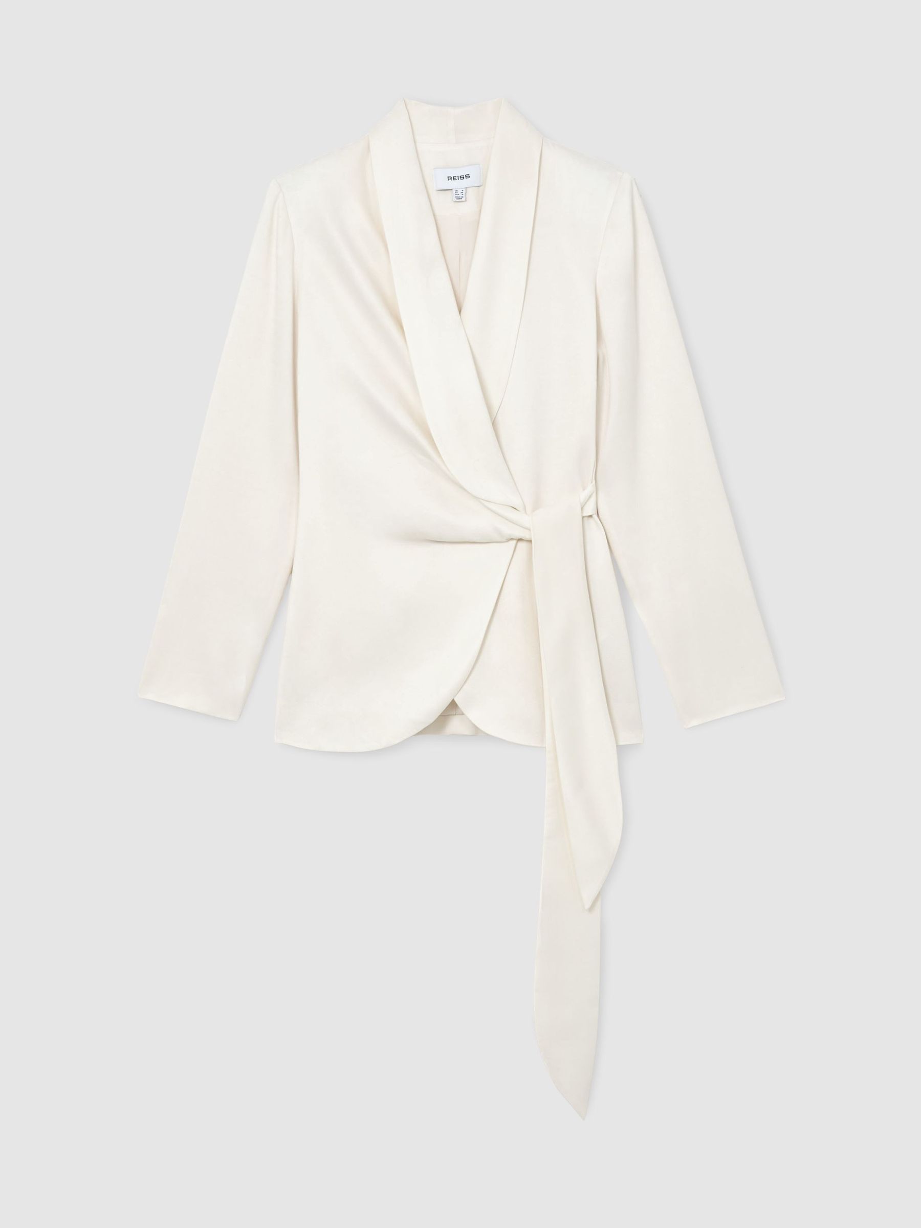 Tie-Front Wrap Suit Jacket in White