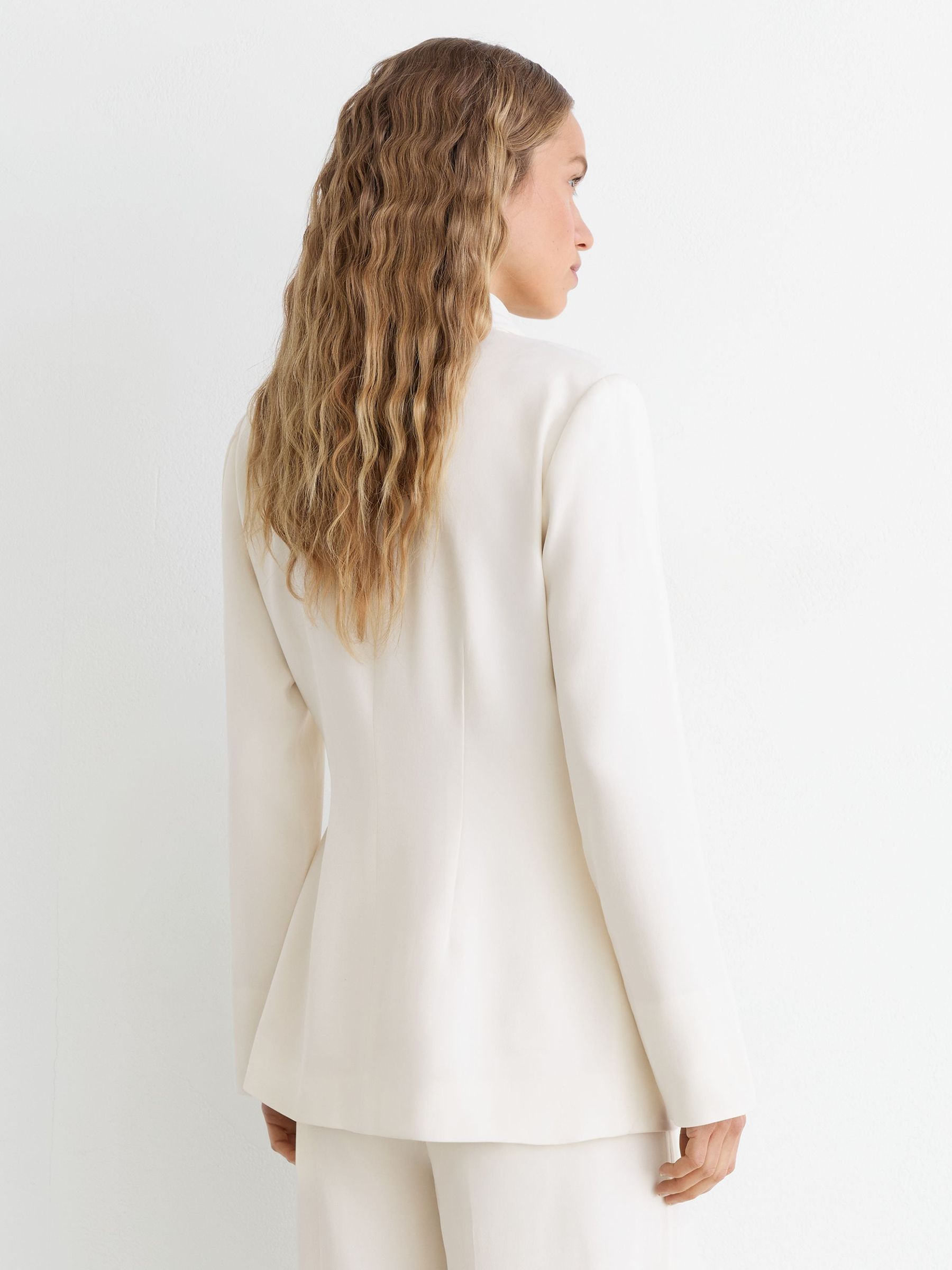 Tie-Front Wrap Suit Jacket in White - Image 7 of 8