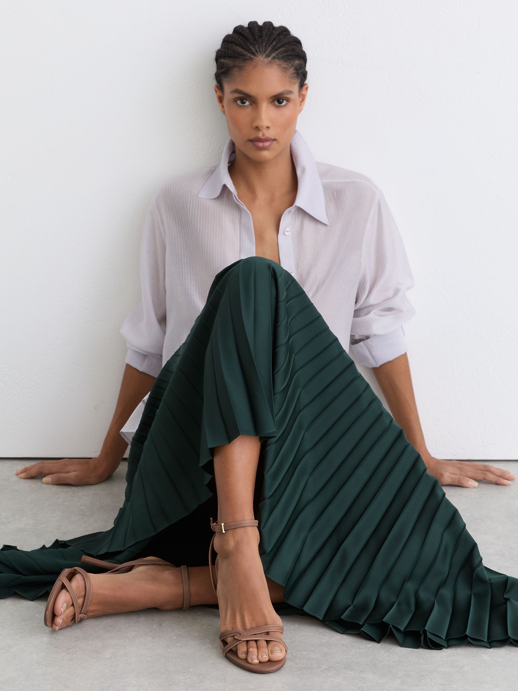 Leather Link Strap Stiletto Sandals in Neutral - Image 1 of 5