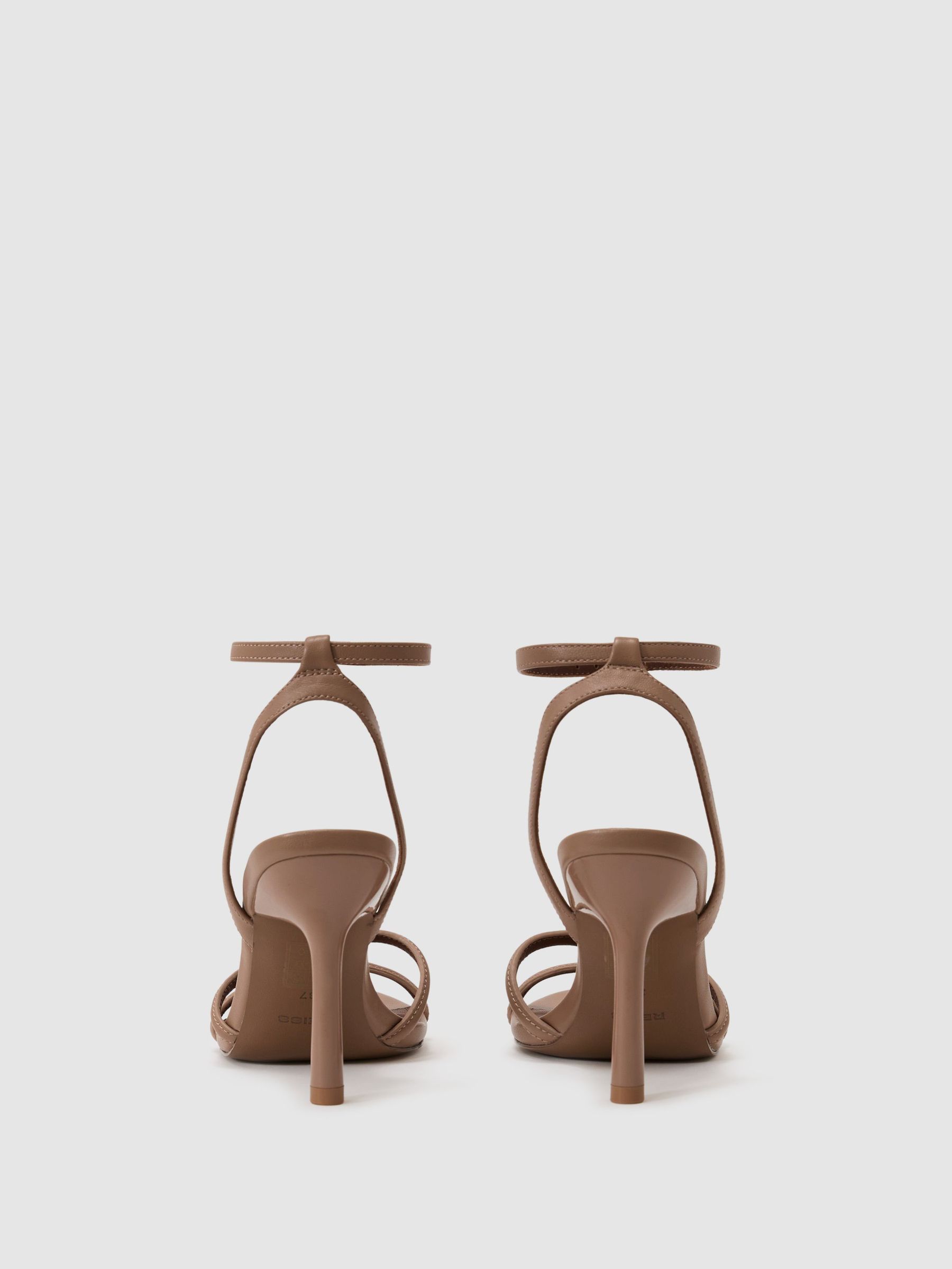 Leather Link Strap Stiletto Sandals in Neutral - Image 4 of 5