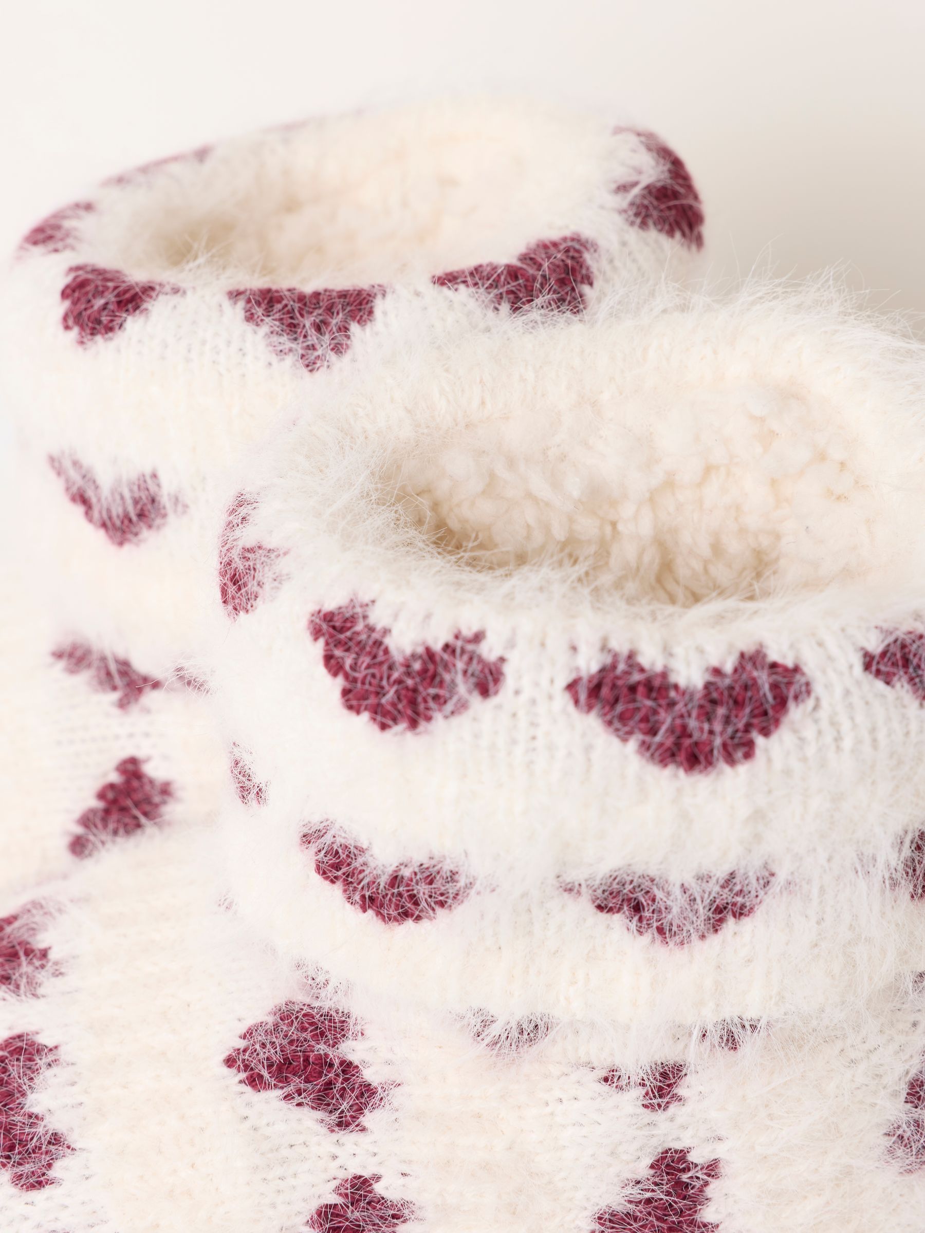 Felicity Ivory Fluffy Heart Knitted Boot Slipper - Image 3 of 3