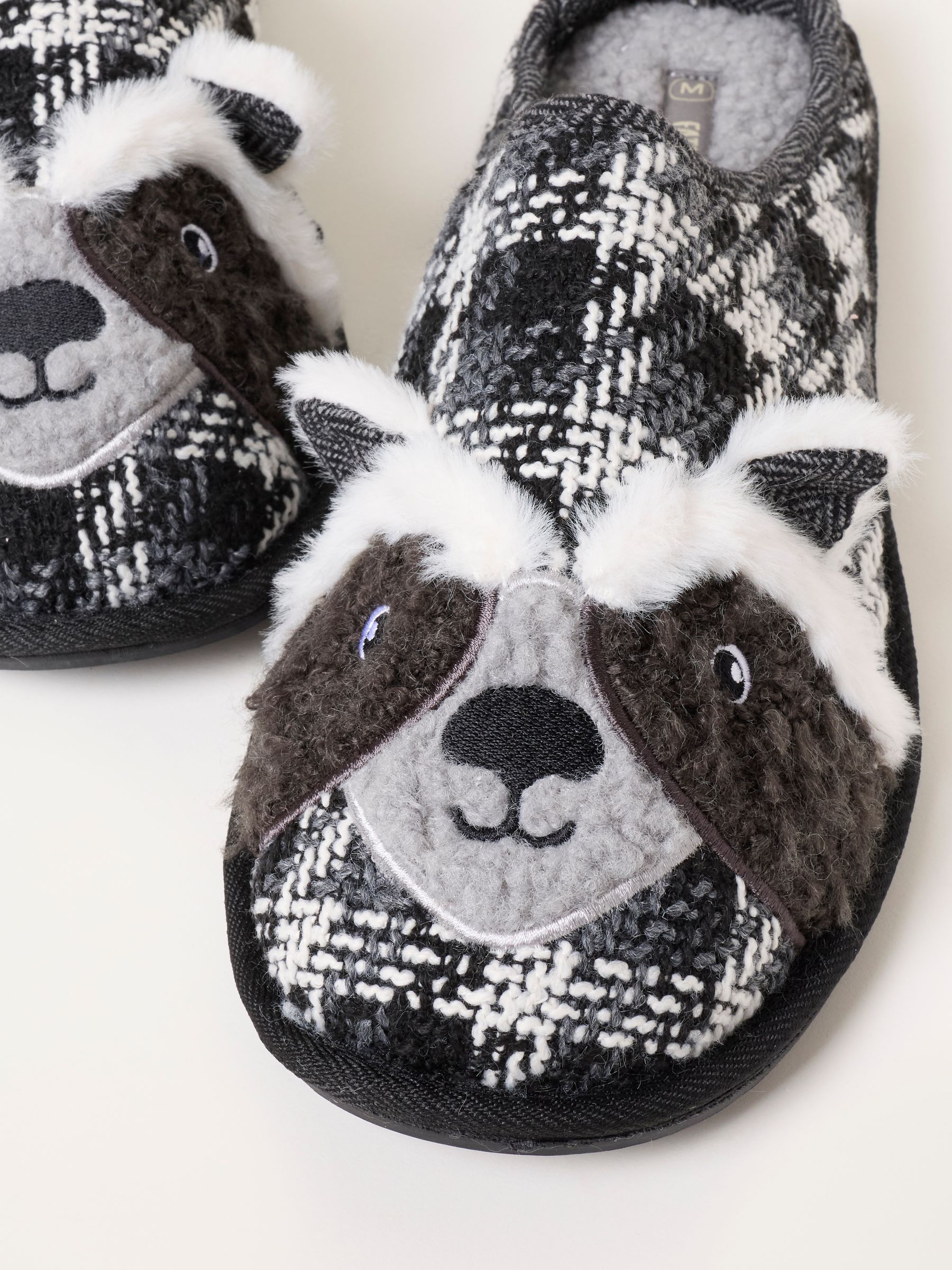 Novelty Dark Grey Racoon Mule Slipper - Image 2 of 3