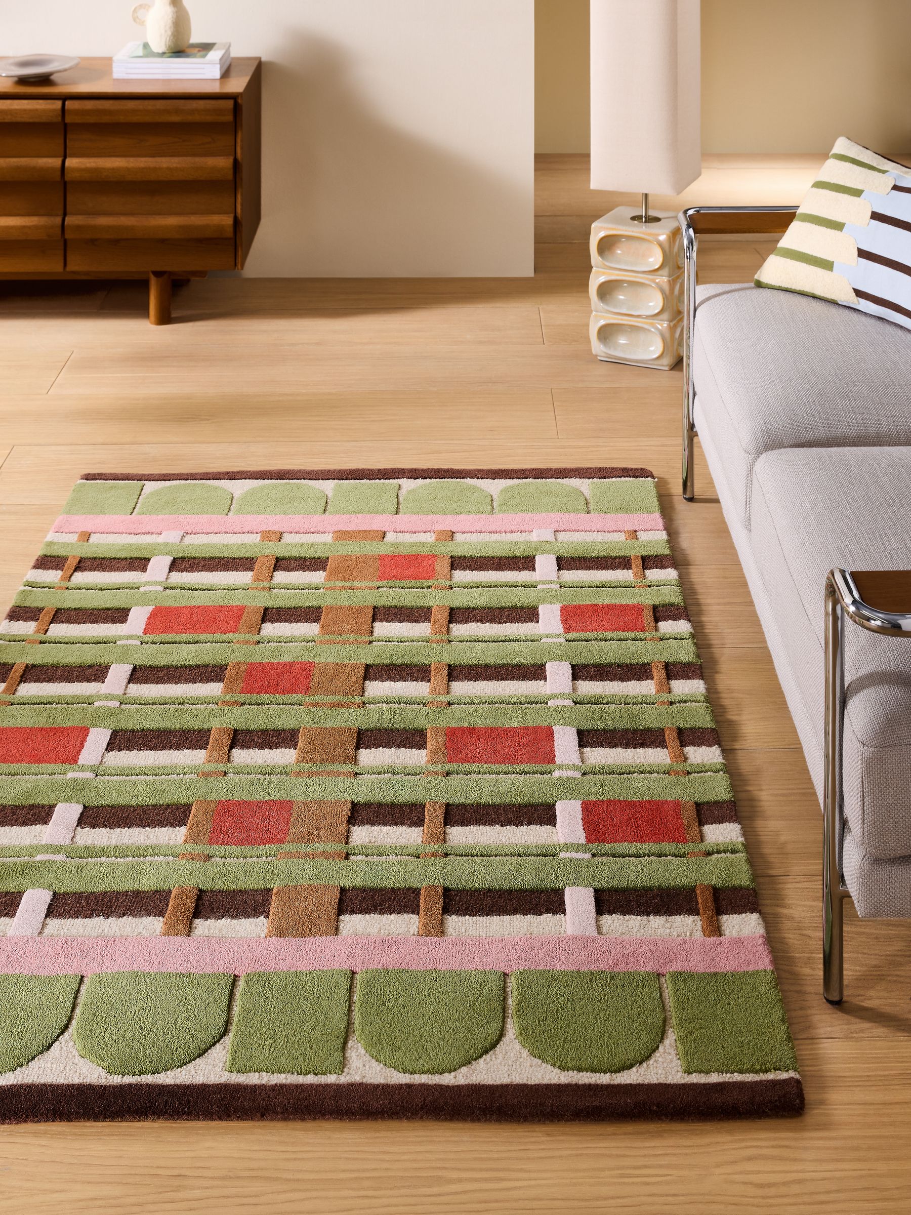 Barbican Tier Rug in Green - Image 1 of 5