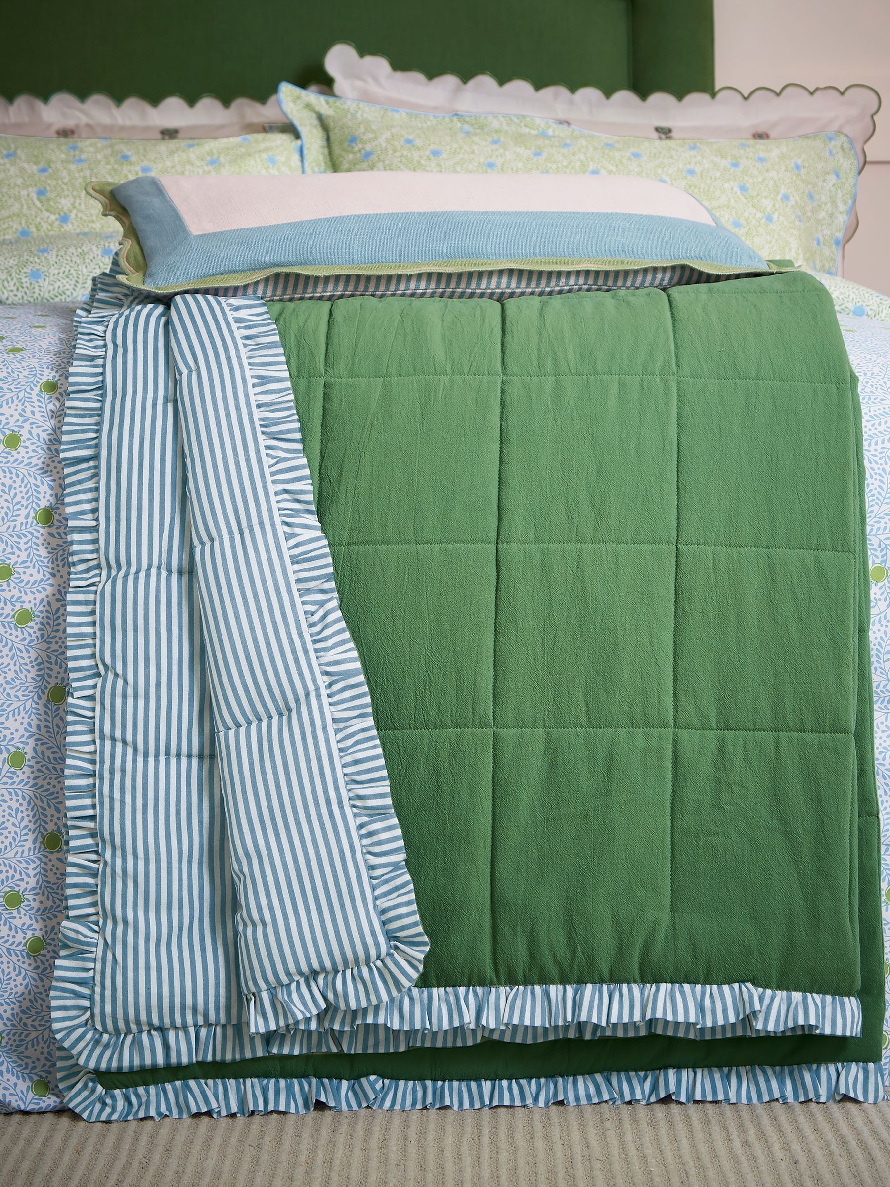 Green Come Rain Or Shine Quilted Throw - Image 1 of 4