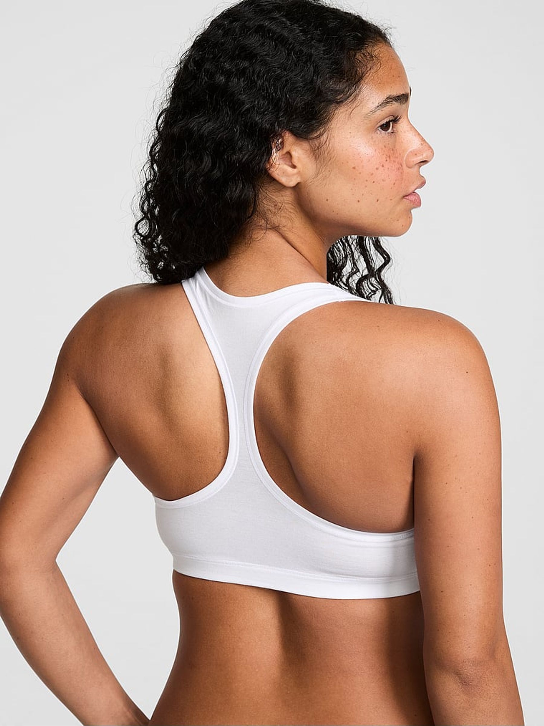 White Cotton Racerback Bralette - Image 2 of 2 White Cotton Racerback Bralette - Image 2 of 2