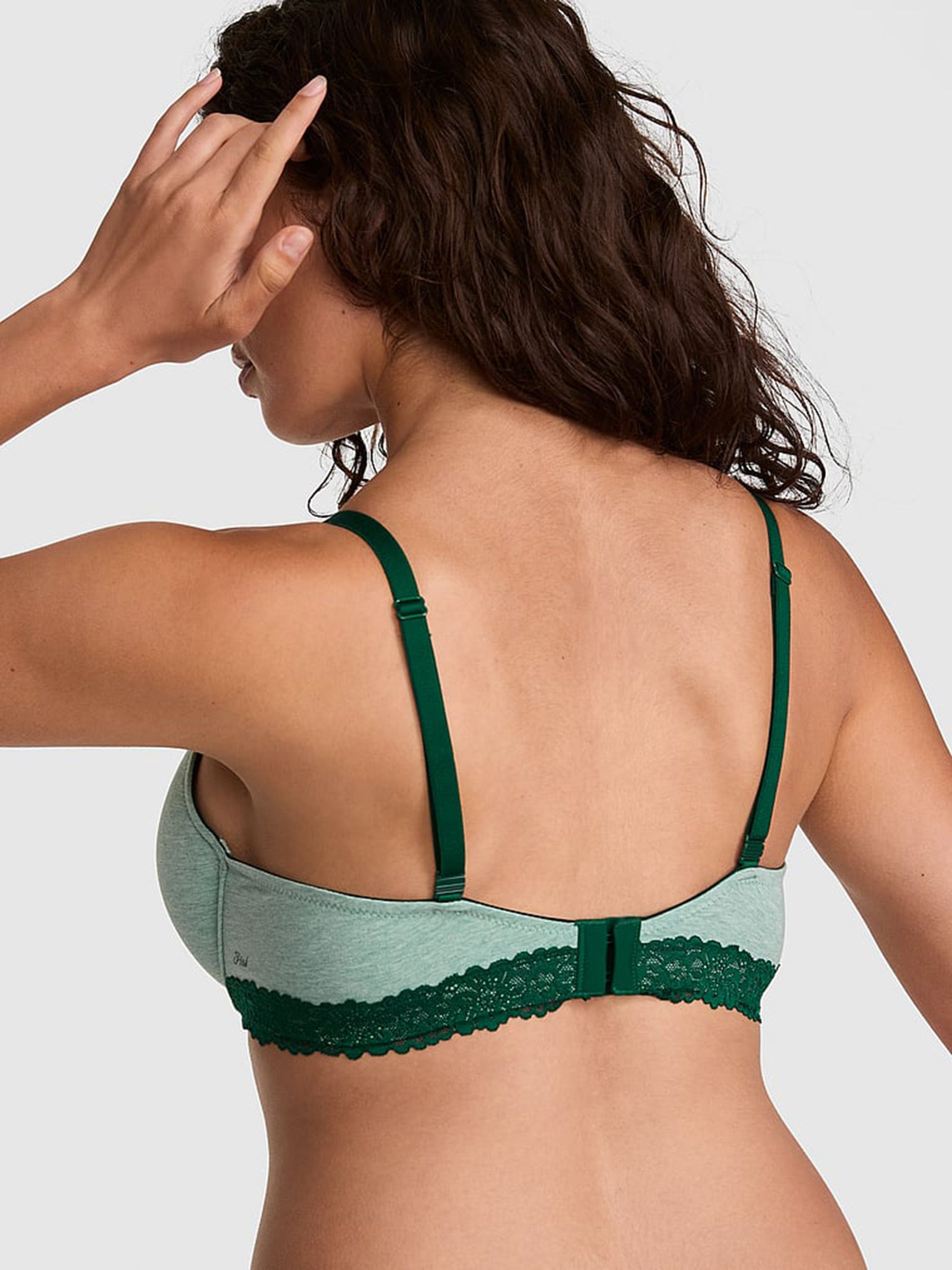 Soft Sage Green Push Up Lace Trim Bra - Image 2 of 2