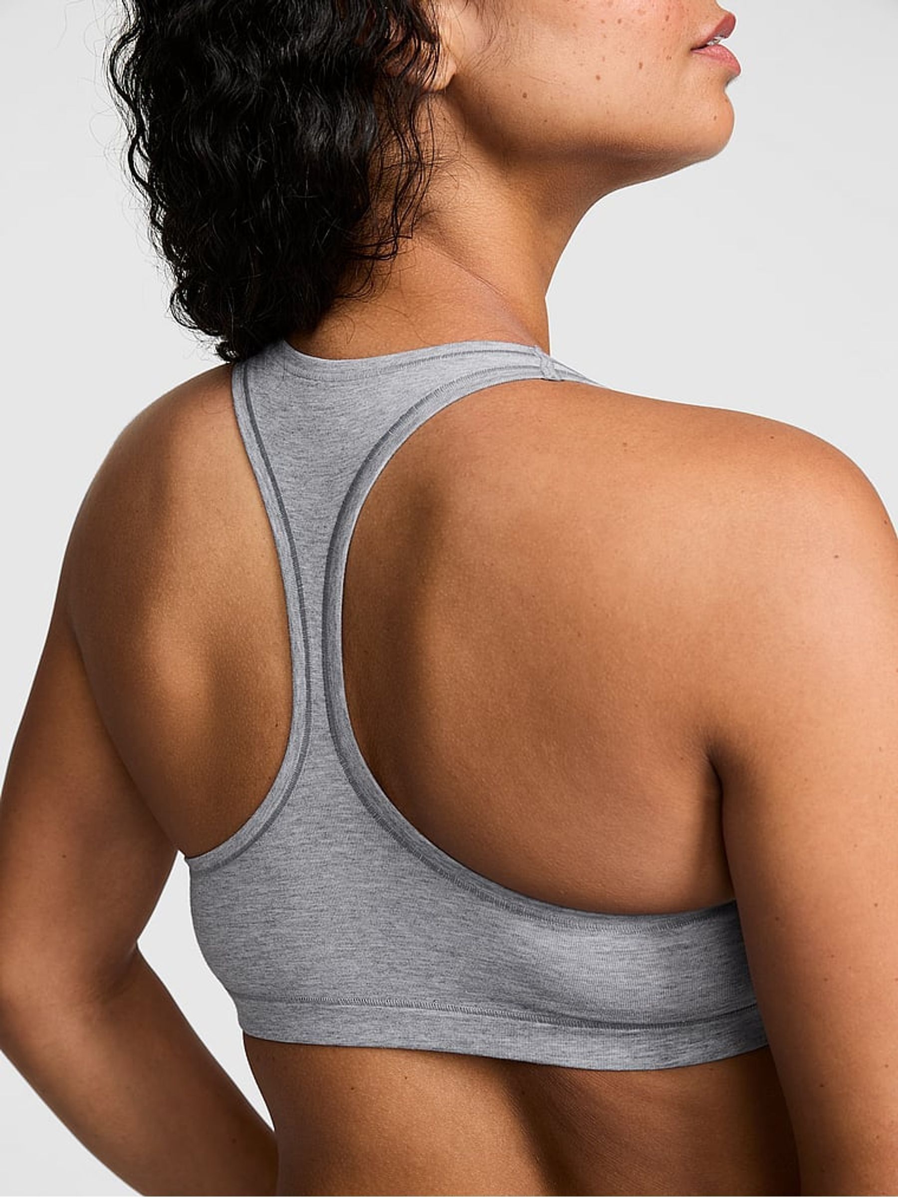 Medium Heather Grey Cotton Racerback Bralette - Image 2 of 2