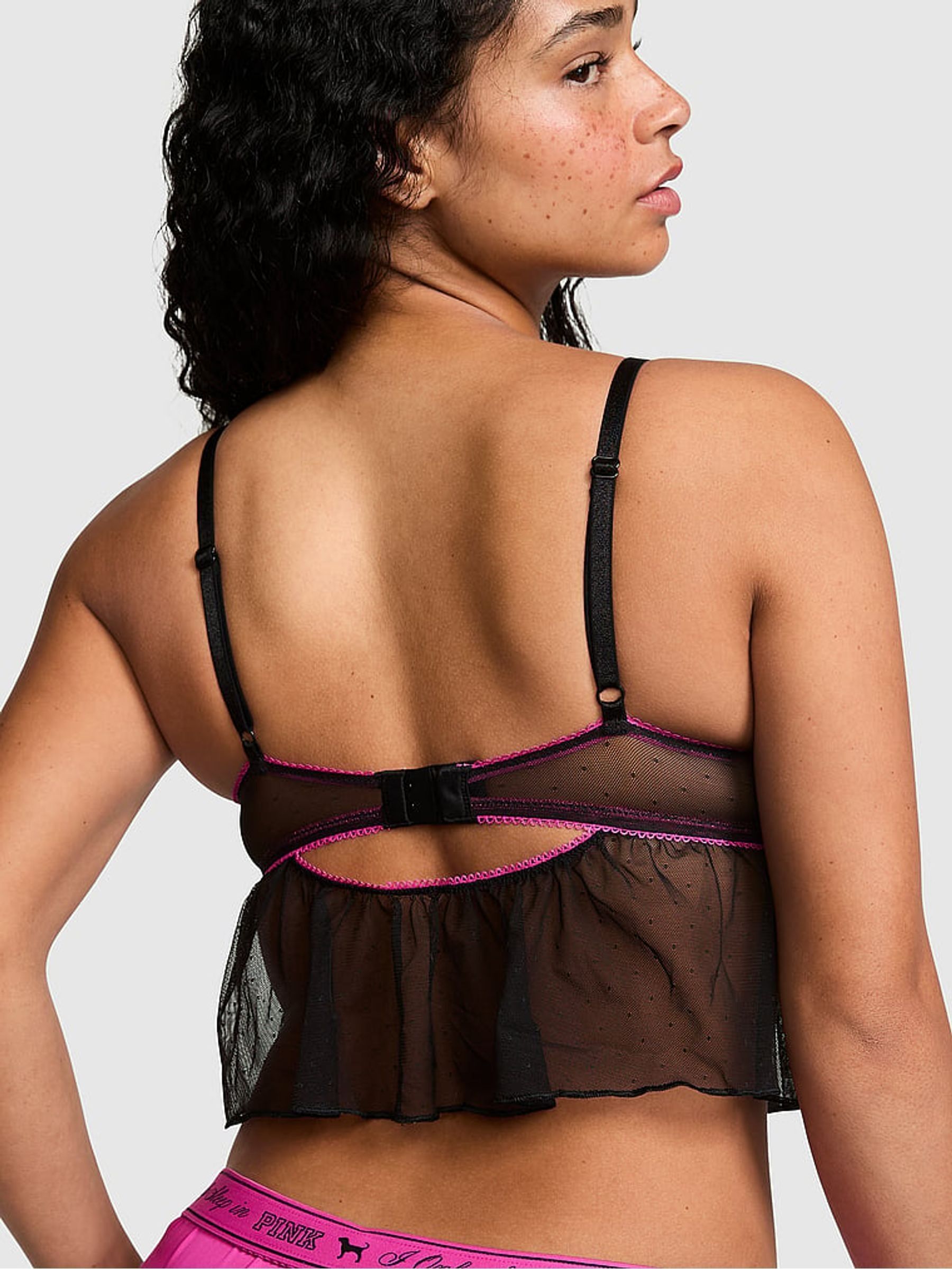 Black Bat Longline Halloween Embroidery Bra - Image 2 of 2