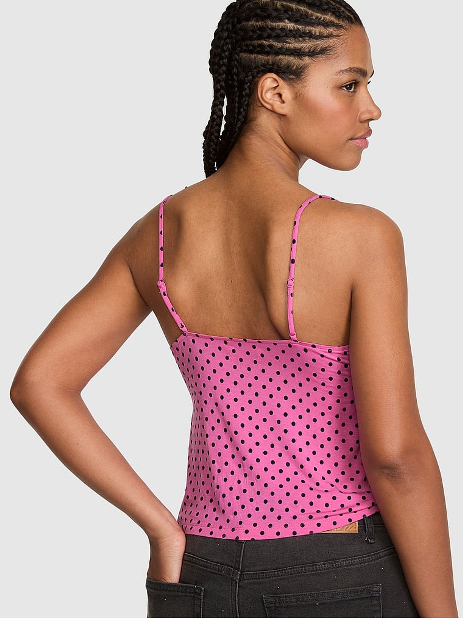 Sizzling Strawberry Polka Dots Modal Lace Cami Pyjama Top - Image 2 of 2 Sizzling Strawberry Polka Dots Modal Lace Cami Pyjama Top - Image 2 of 2