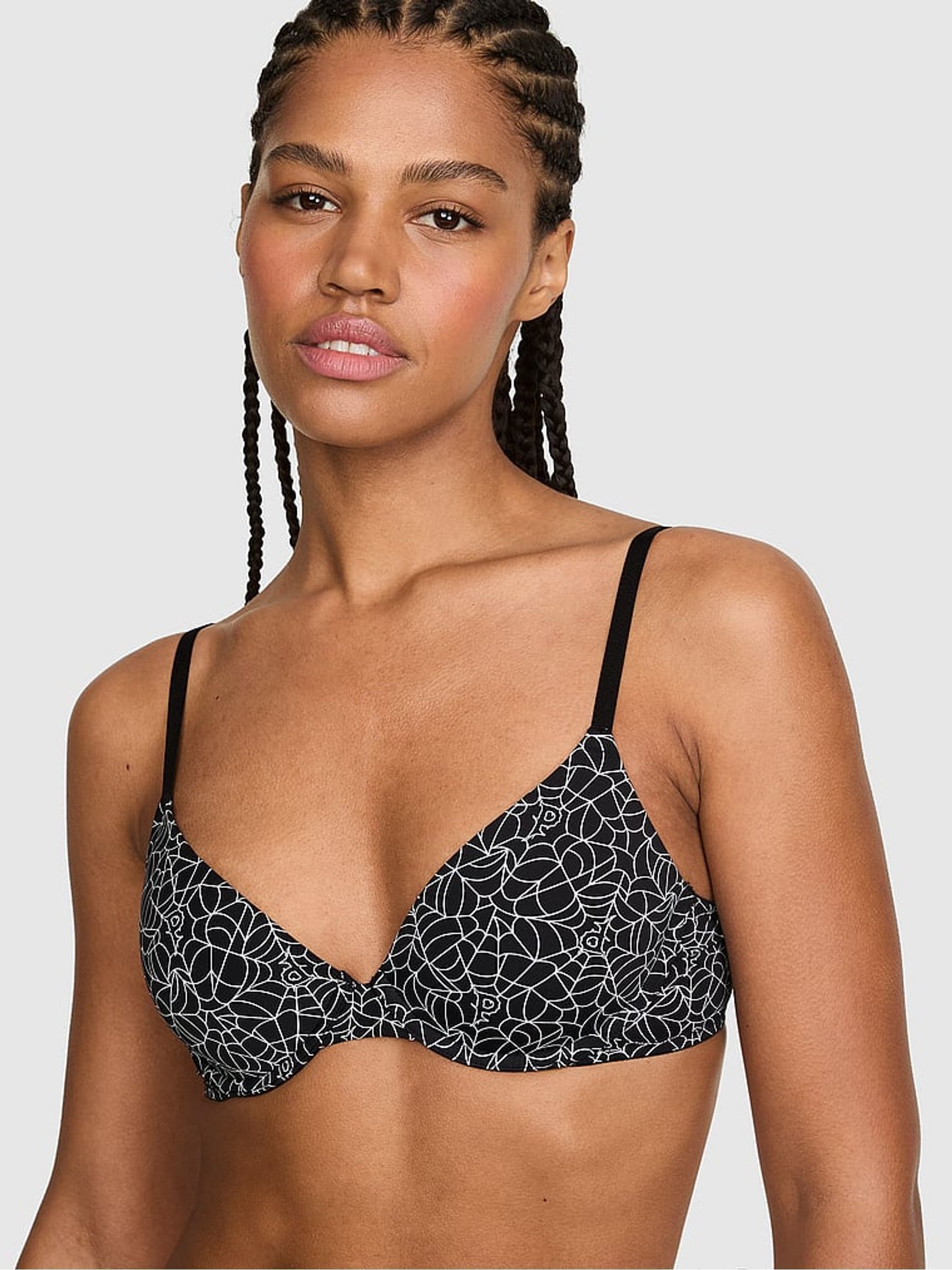 Black Spiderweb Print Lightly Lined Bra - Image 1 of 2