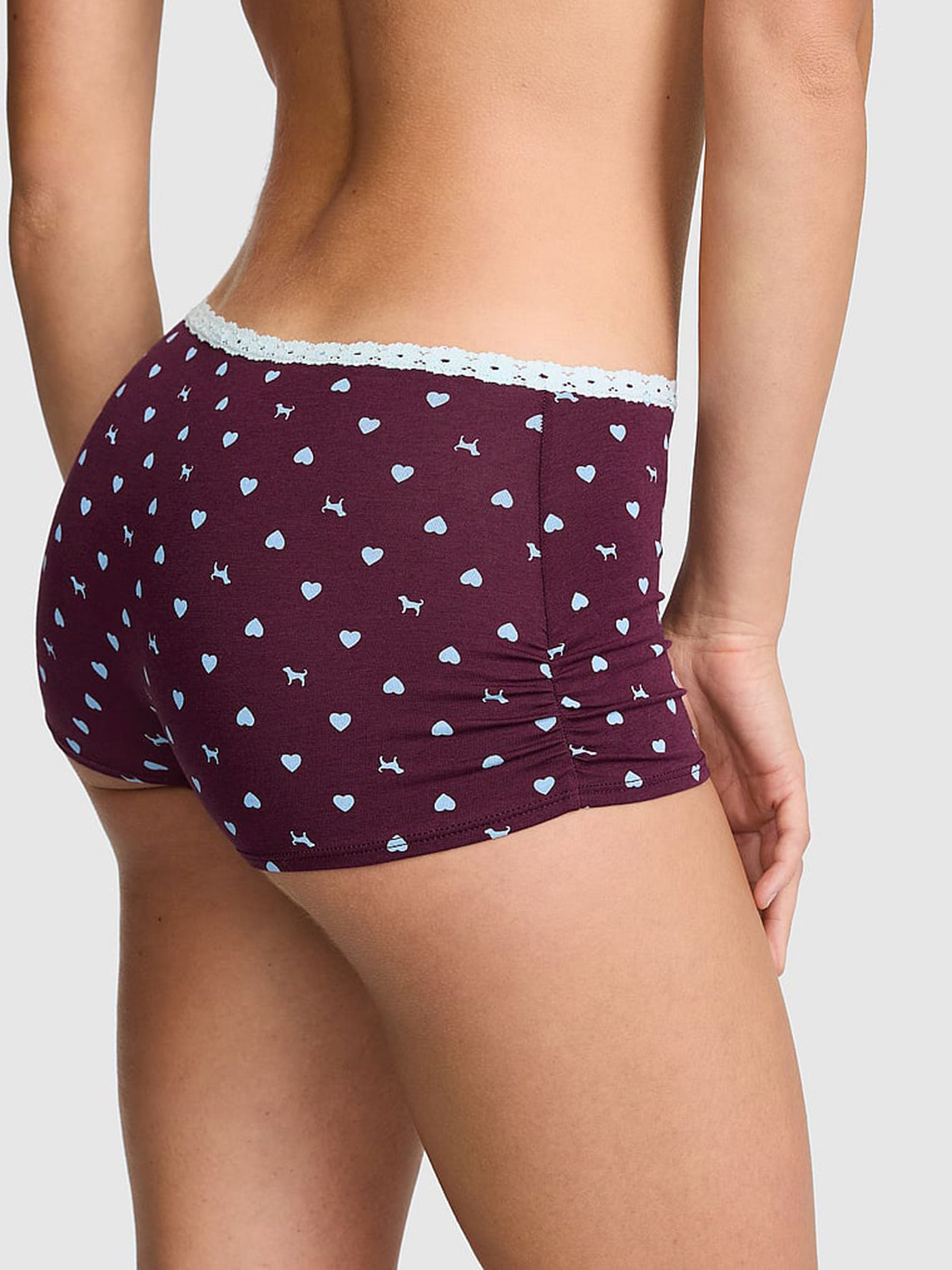Purple Rose Dog Print Boyshort Cotton Knickers - Image 2 of 2