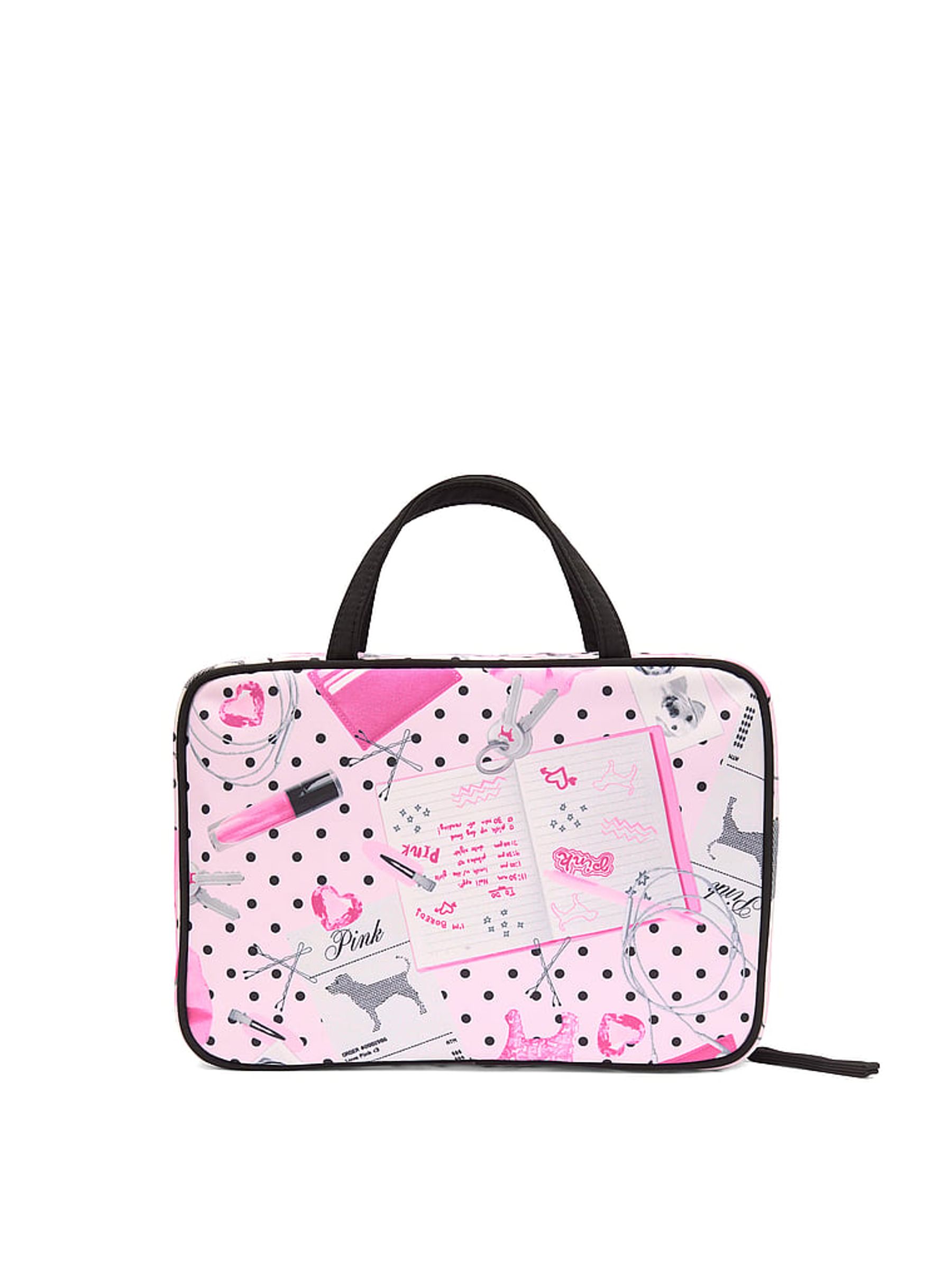 Pink Makeup Print Makeup Bag - Image 2 of 2 Pink Makeup Print Makeup Bag - Image 2 of 2