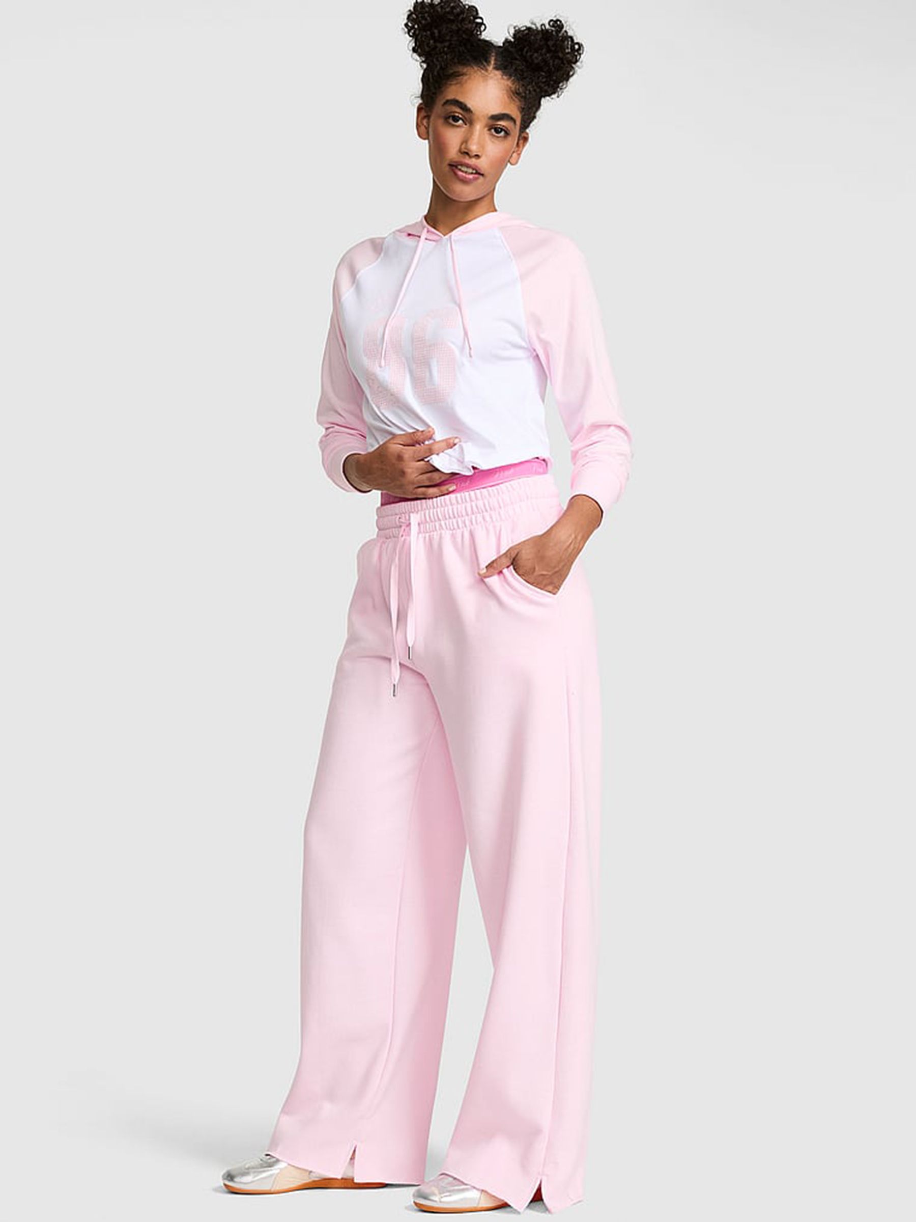 Pink Tulip Wide Leg Fleece Joggers - Image 1 of 2 Pink Tulip Wide Leg Fleece Joggers - Image 1 of 2