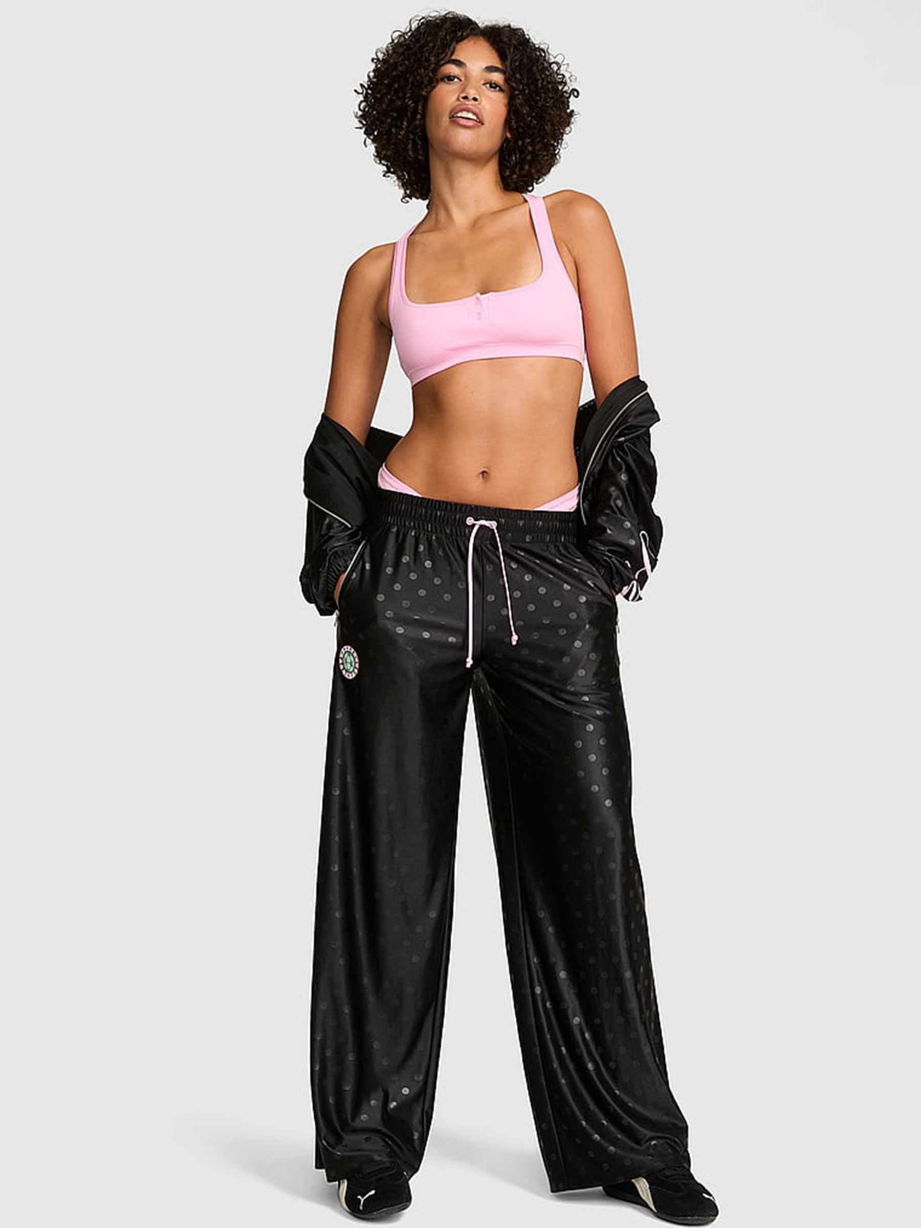 Black Mesh Wide Leg Pants - Image 2 of 3