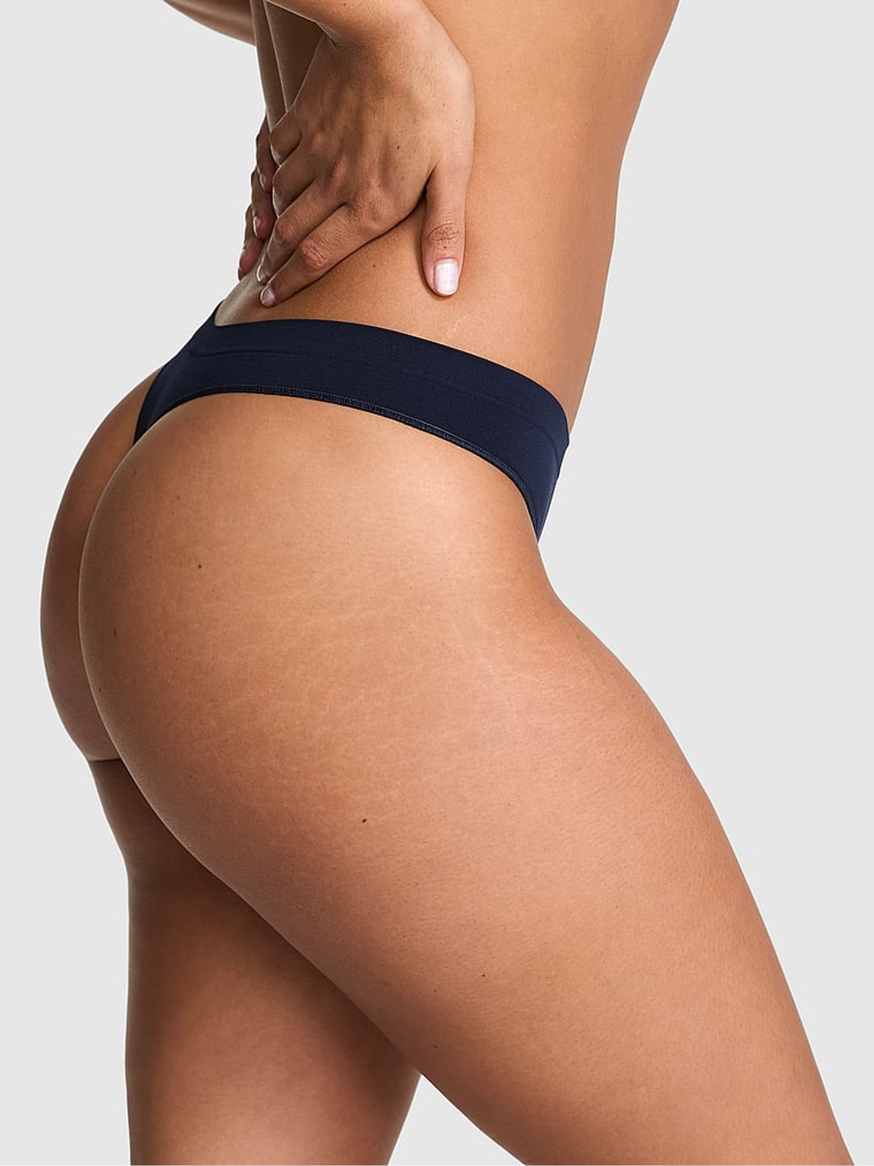 Noir Navy Blue Thong Seamless Knickers - Image 2 of 2
