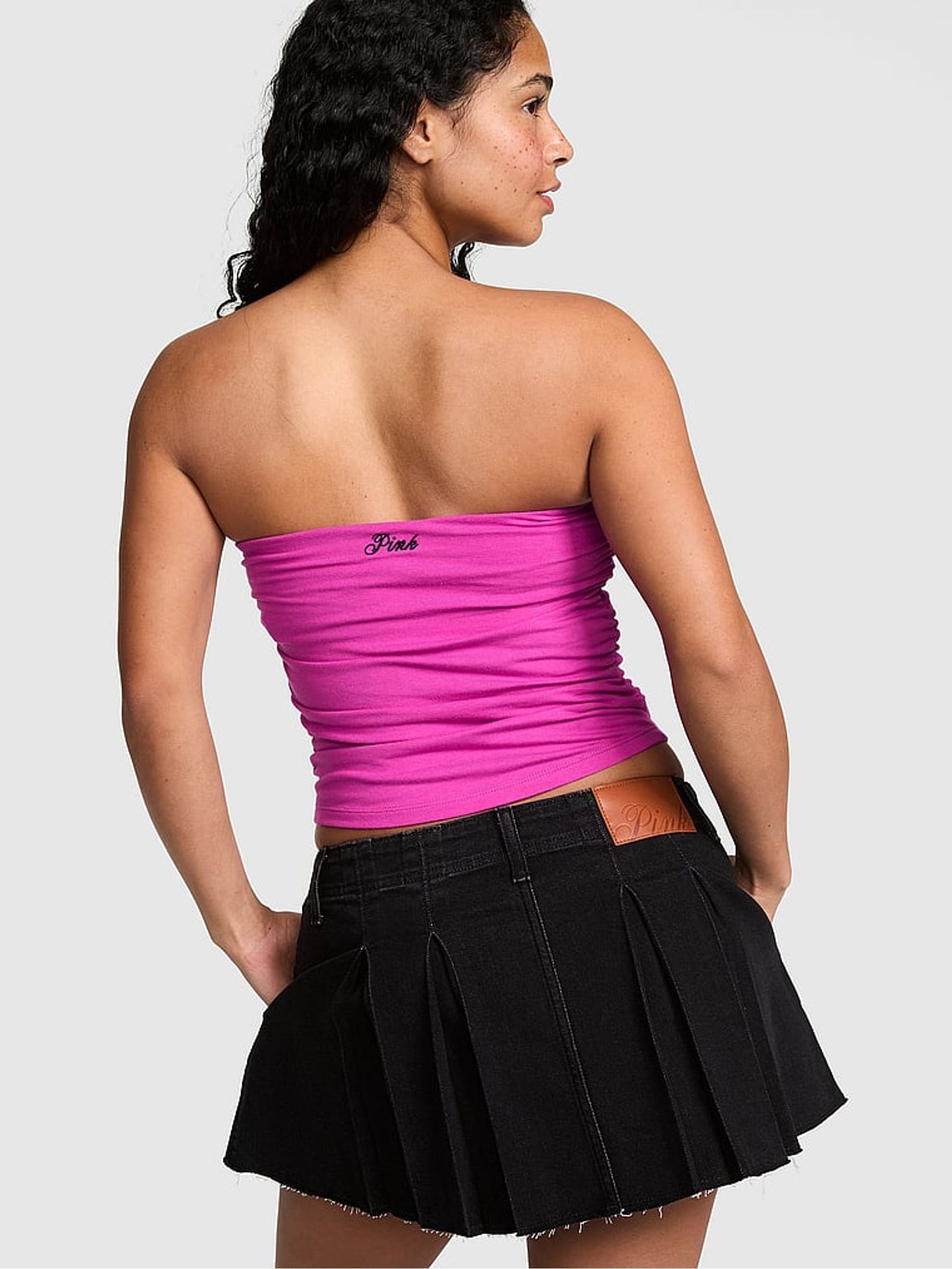 Pink Fire Skeleton Cotton Tube Top - Image 2 of 2