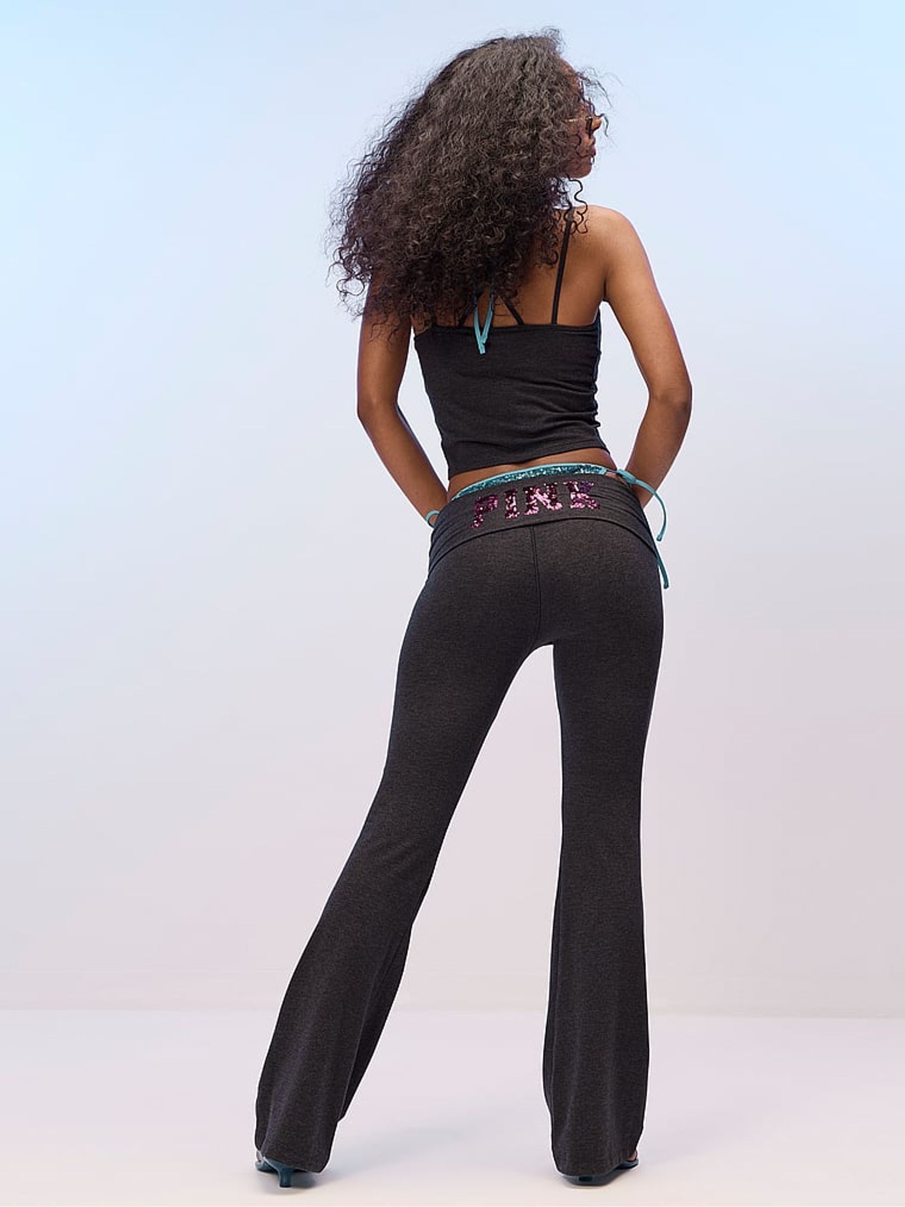 Charcoal Heather Grey Foldover Leggings - Image 1 of 3