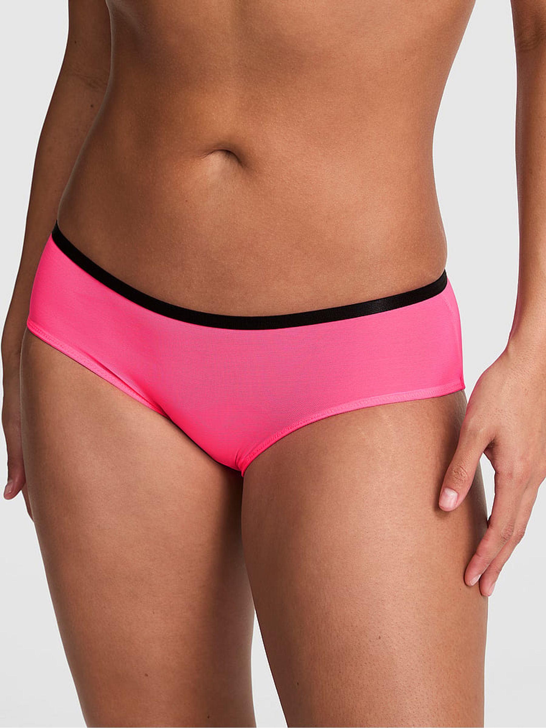 Fall for Me Pink Hipster Logo Mesh Knickers - Image 1 of 2