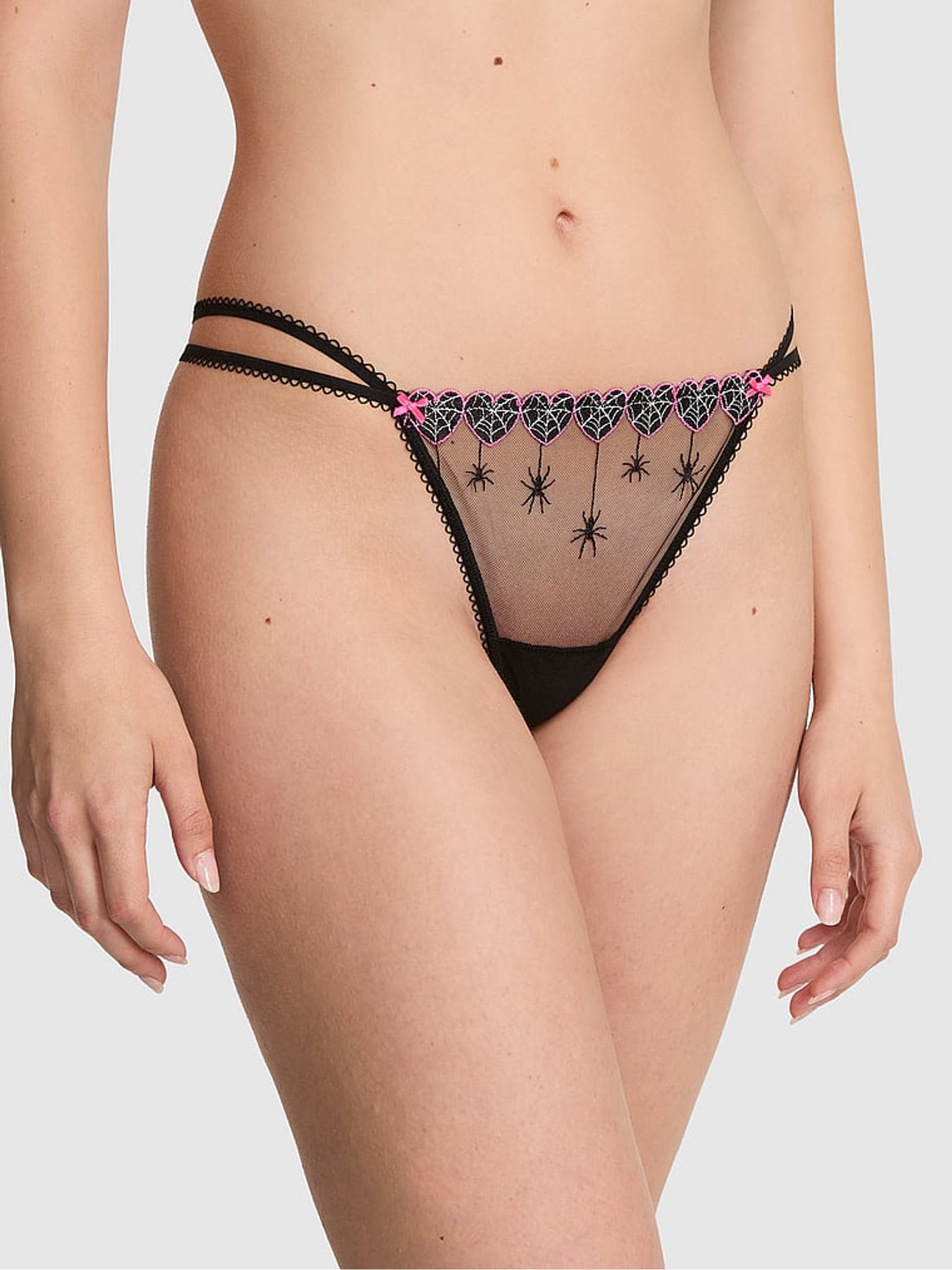 Black Spiderweb G-String Halloween Embroidery Knickers - Image 1 of 2 Black Spiderweb G-String Halloween Embroidery Knickers - Image 1 of 2