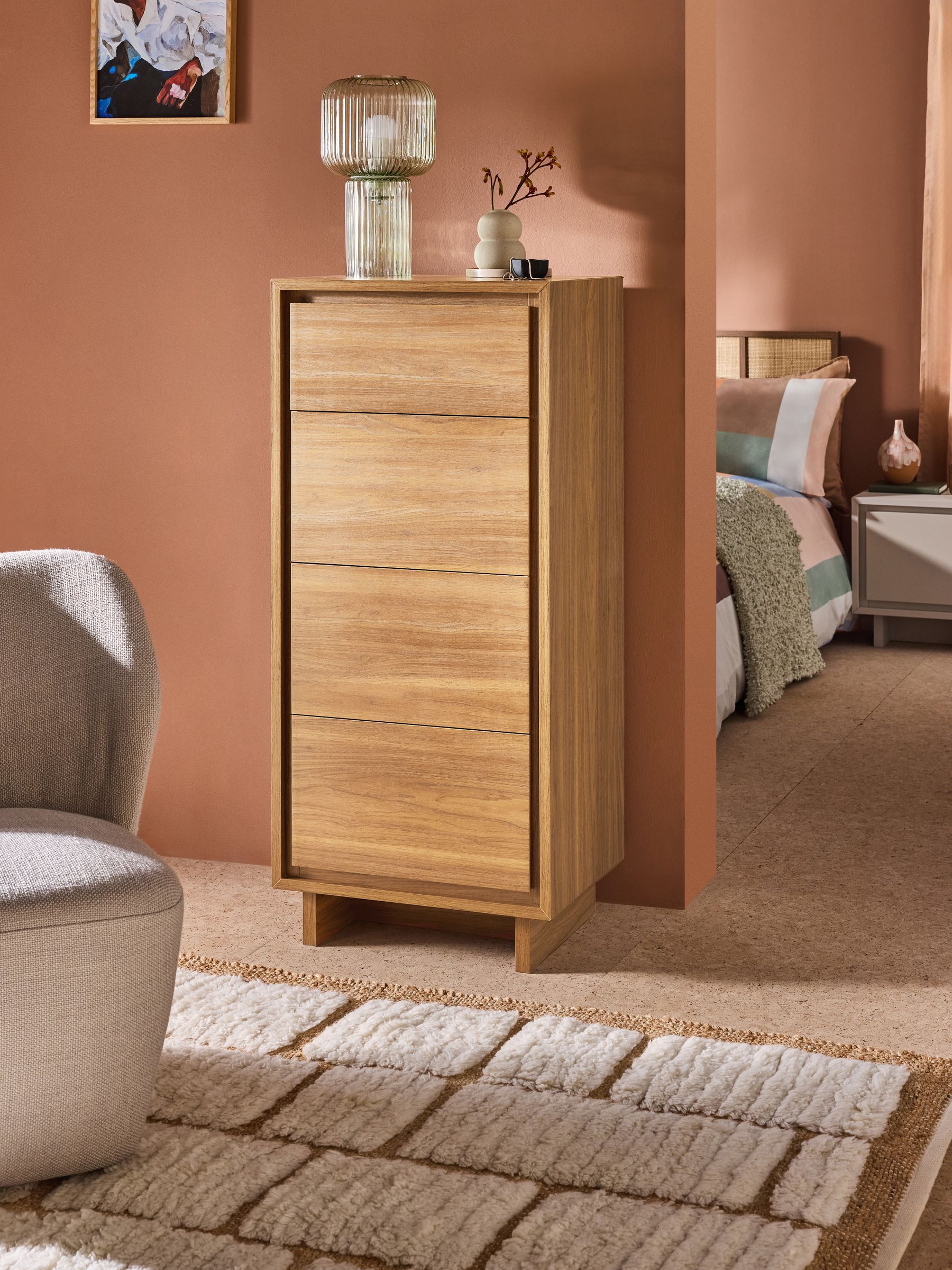 Kaci 4 Drawer Tall Chest in Oak Effect - Image 1 of 6