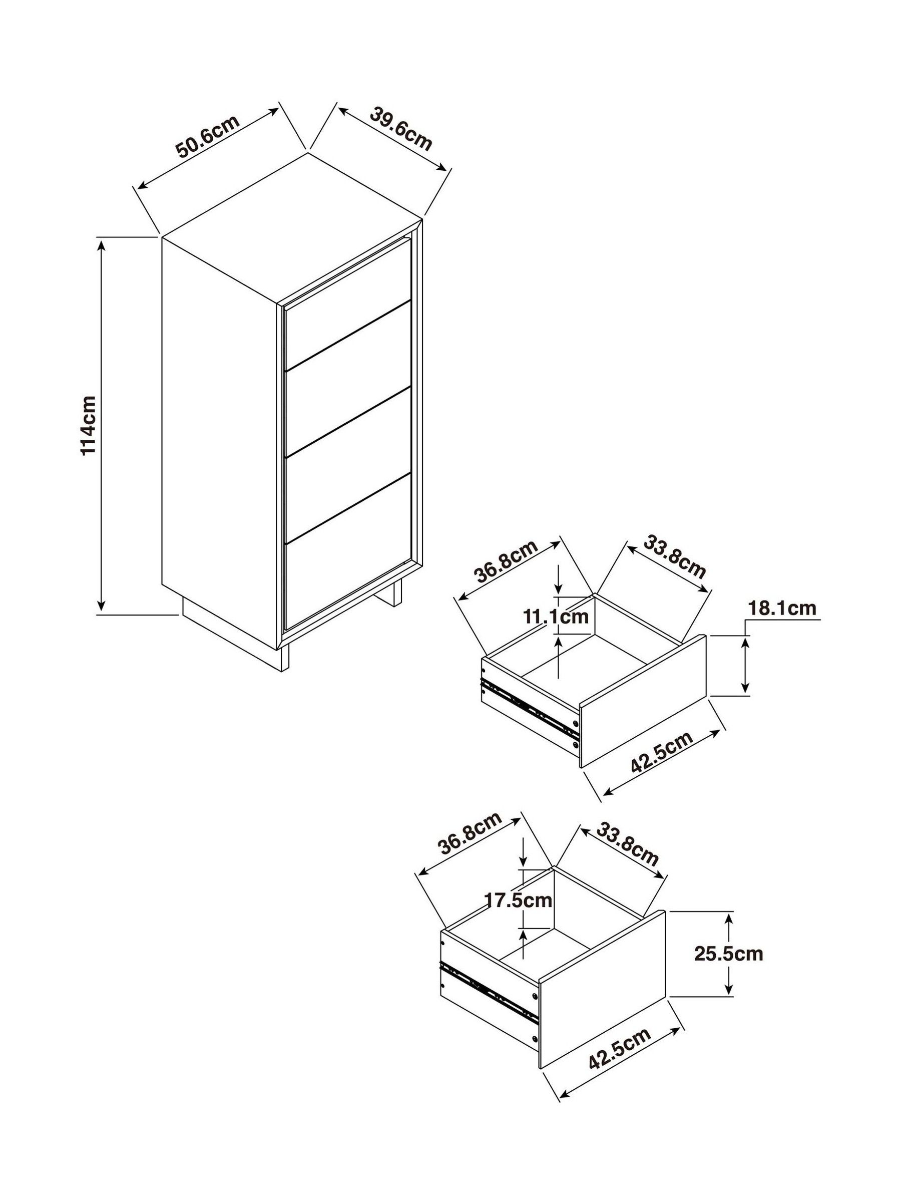 Kaci 4 Drawer Tall Chest in Oak Effect - Image 4 of 6