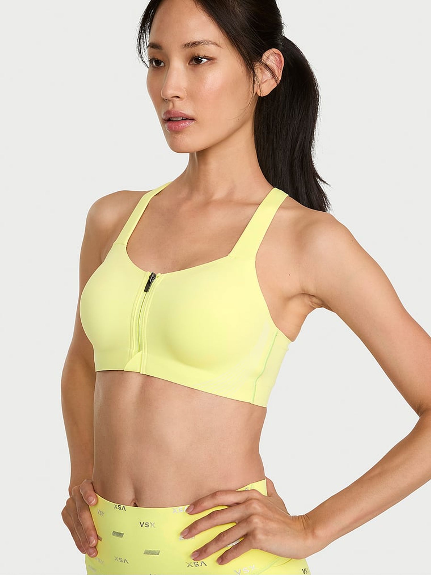Lime Yellow Front Close Knockout™ High Impact Sports Bra - Image 1 of 2