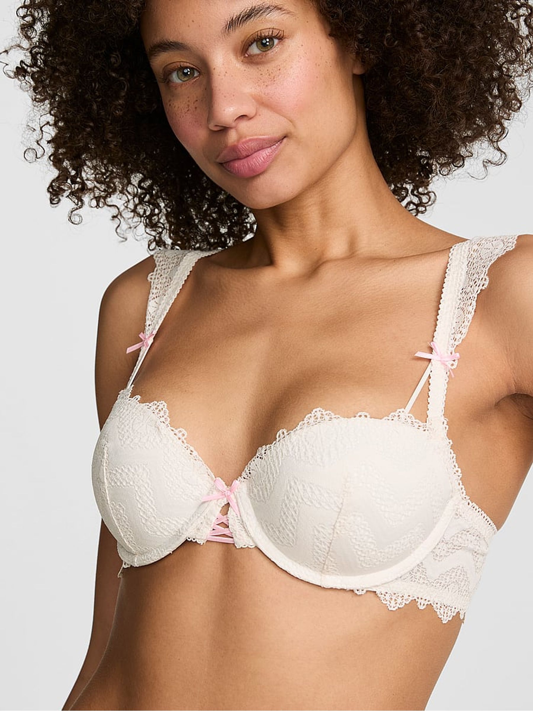 Coconut White Push Up Crochet Lace Bra - Image 1 of 2