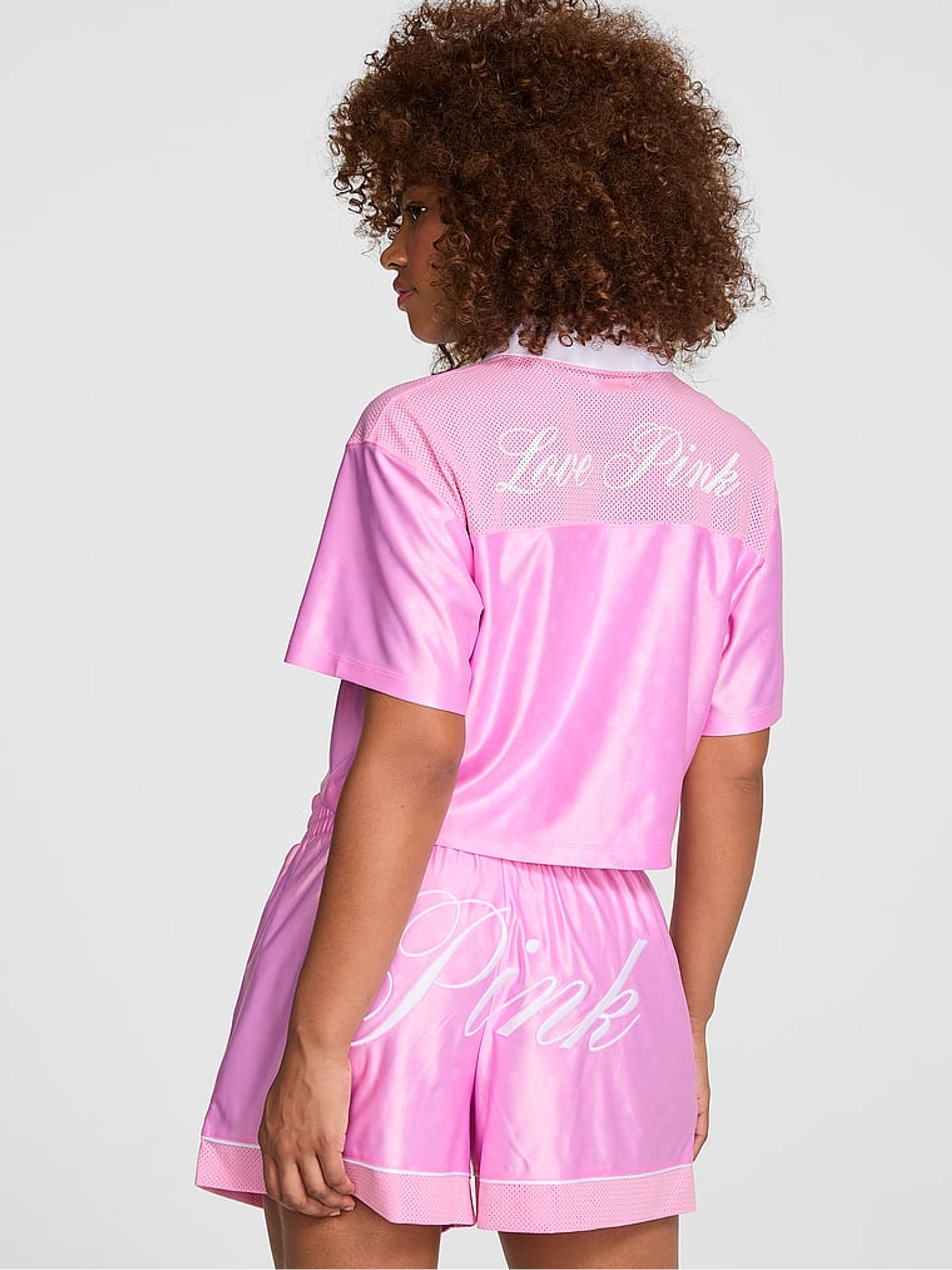 Pink Lollipop Satin Mesh Cropped Jersey - Image 2 of 3