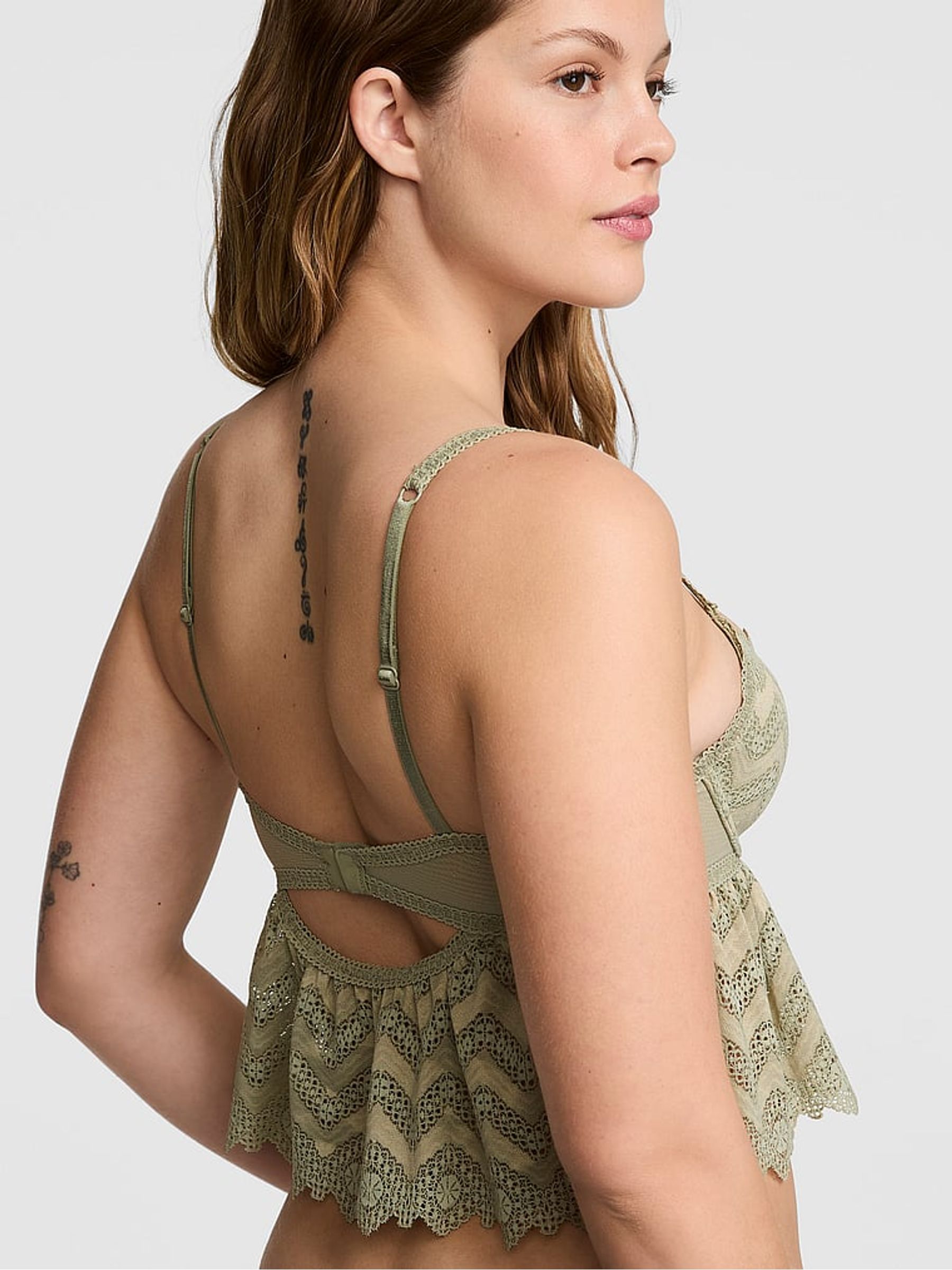 Slate Green Crochet Lace Babydoll Bra Top - Image 2 of 2