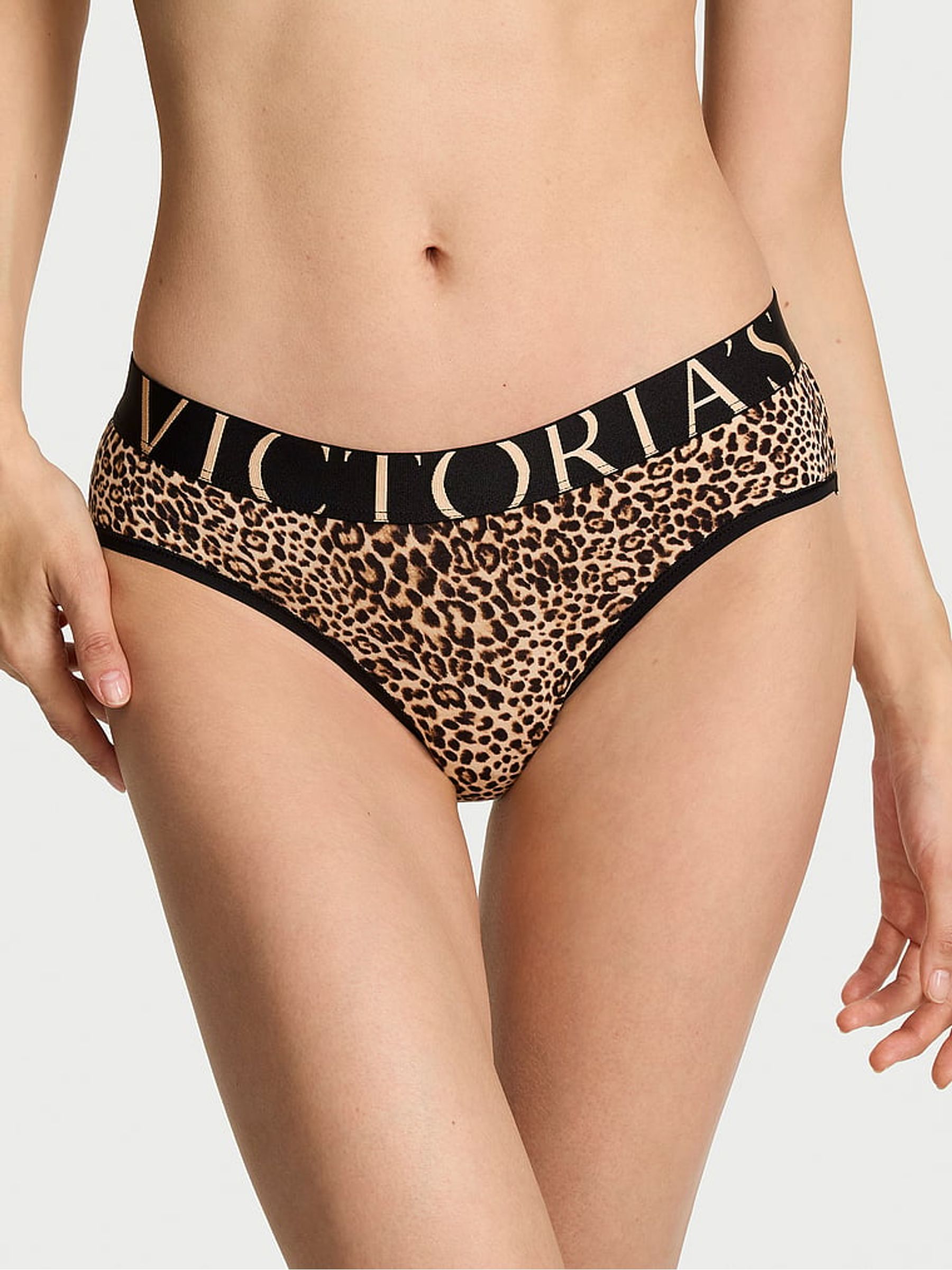 Leopard Brown Hipster Exploded Logo Knickers - Image 1 of 2