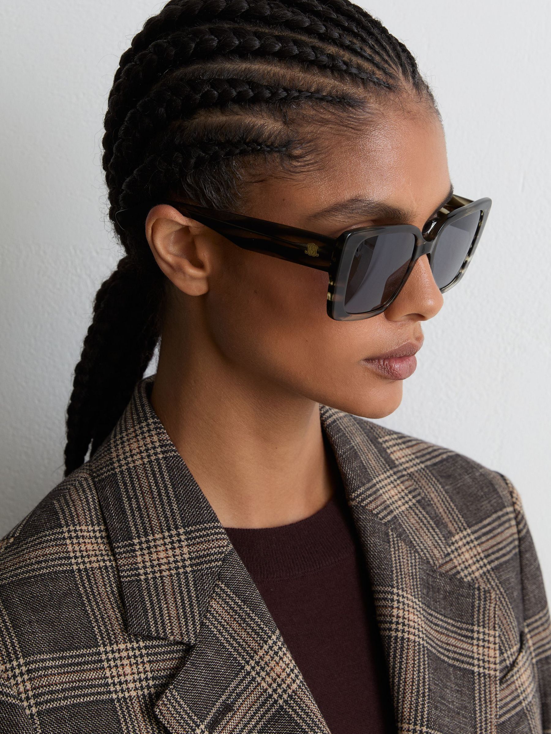 MESSYWEEKEND Oversized Square-Frame Sunglasses in Grey/Black - Image 2 of 4